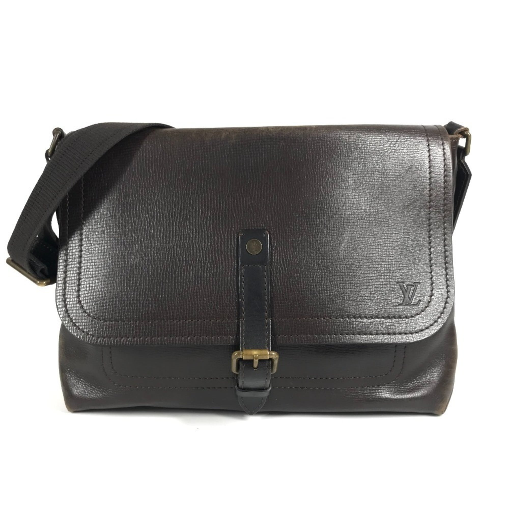Louis Vuitton Brown Coffee Utah Leather Messenger Bag Shoulder Bag (Pre-Owned)