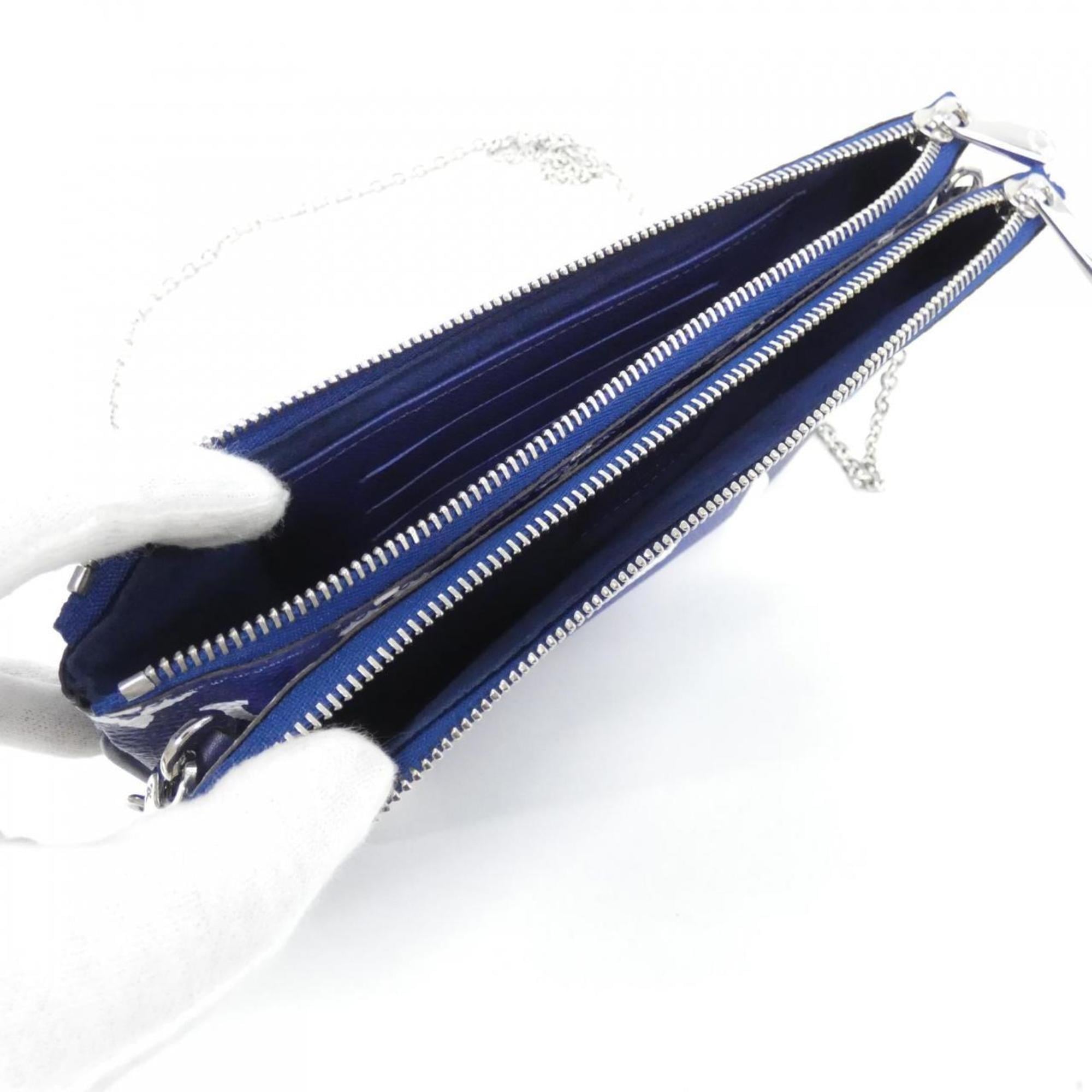 Louis Vuitton Blue White Coated Canvas Pochette Shoulder Bag (Pre-Owned)
