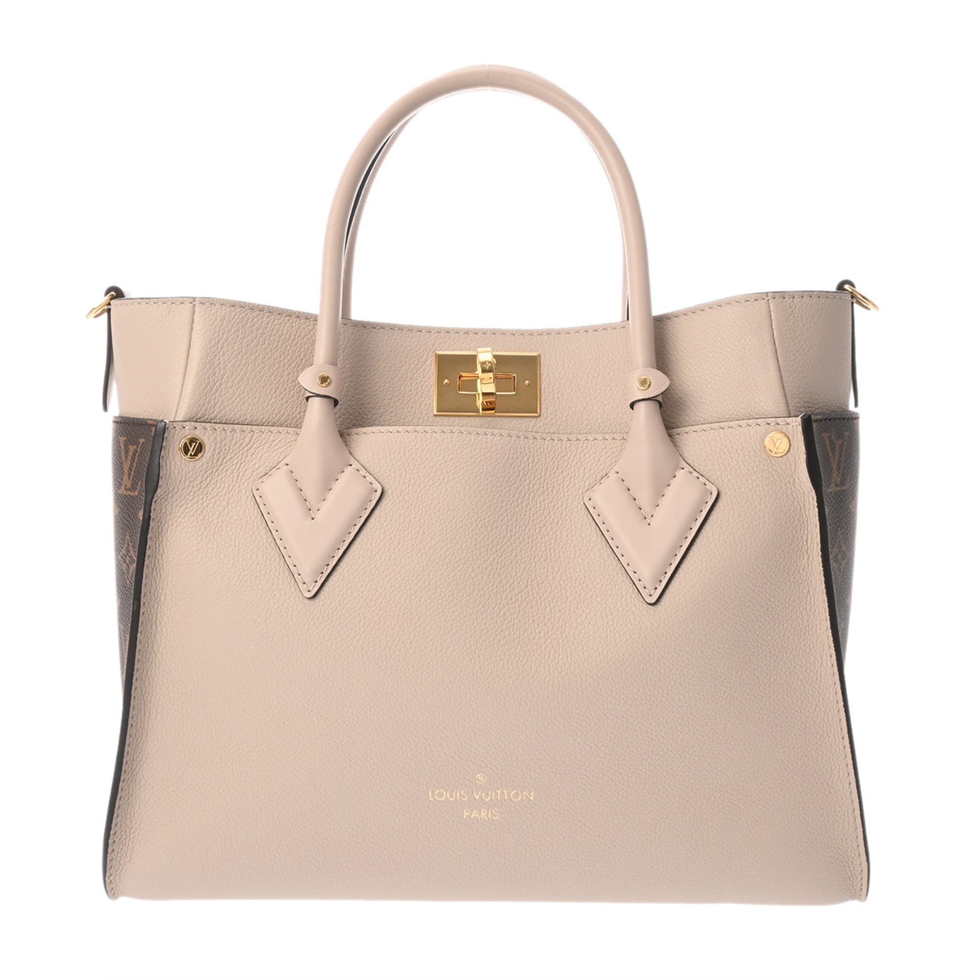 Louis Vuitton Brown Grayish Monogram Canvas Leather Handbag Tote Bag (Pre-Owned)