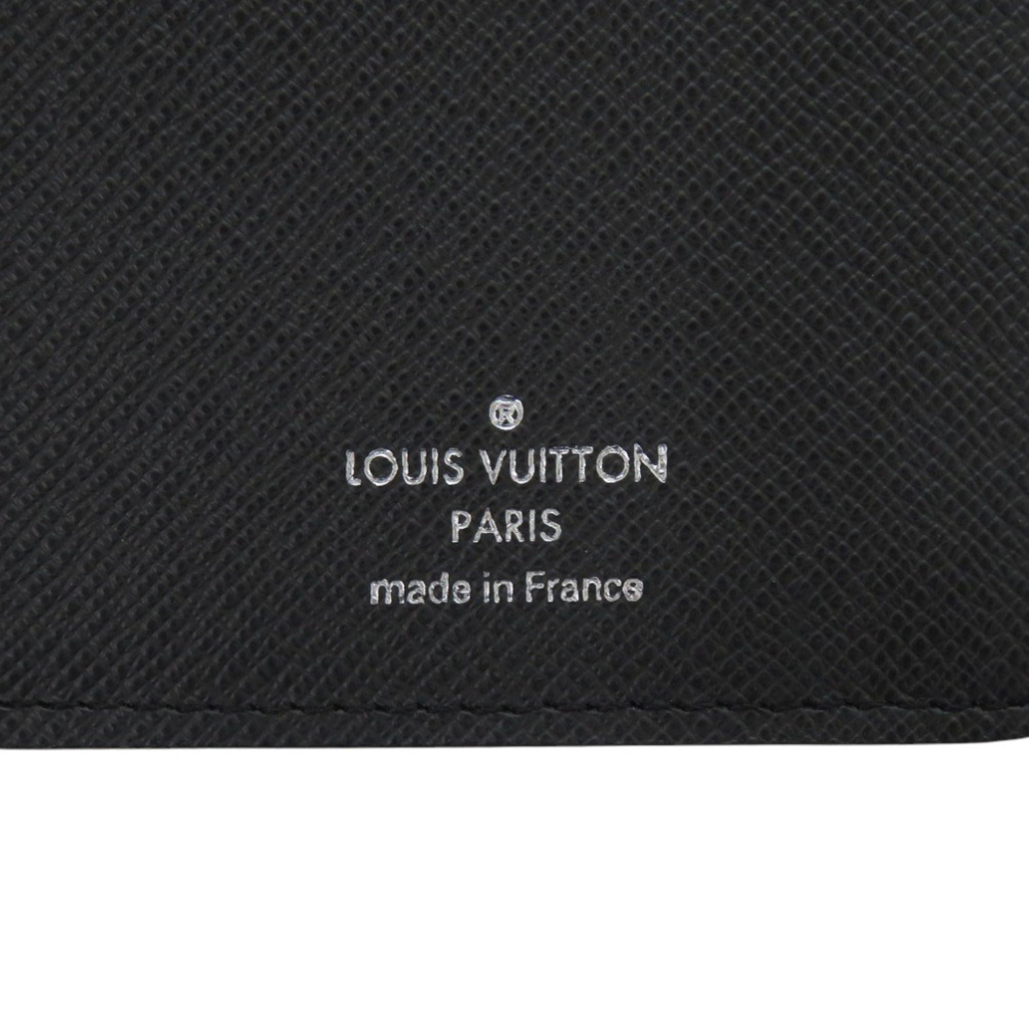 Louis Vuitton Black Noir Taiga Leather Leather Long Wallet (Bi-Fold) (Pre-Owned)