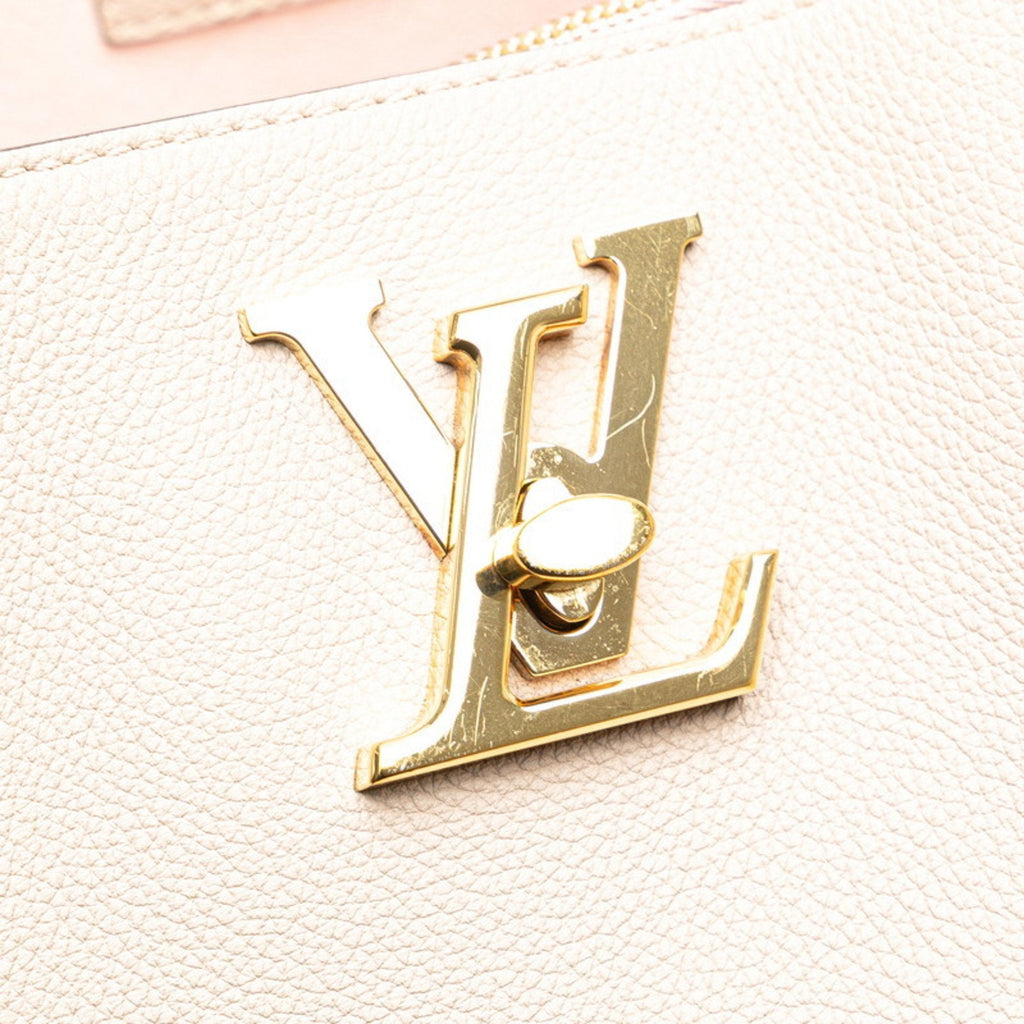 Louis Vuitton Beige Grayish Leather Shoulder Bag Tote Bag (Pre-Owned)