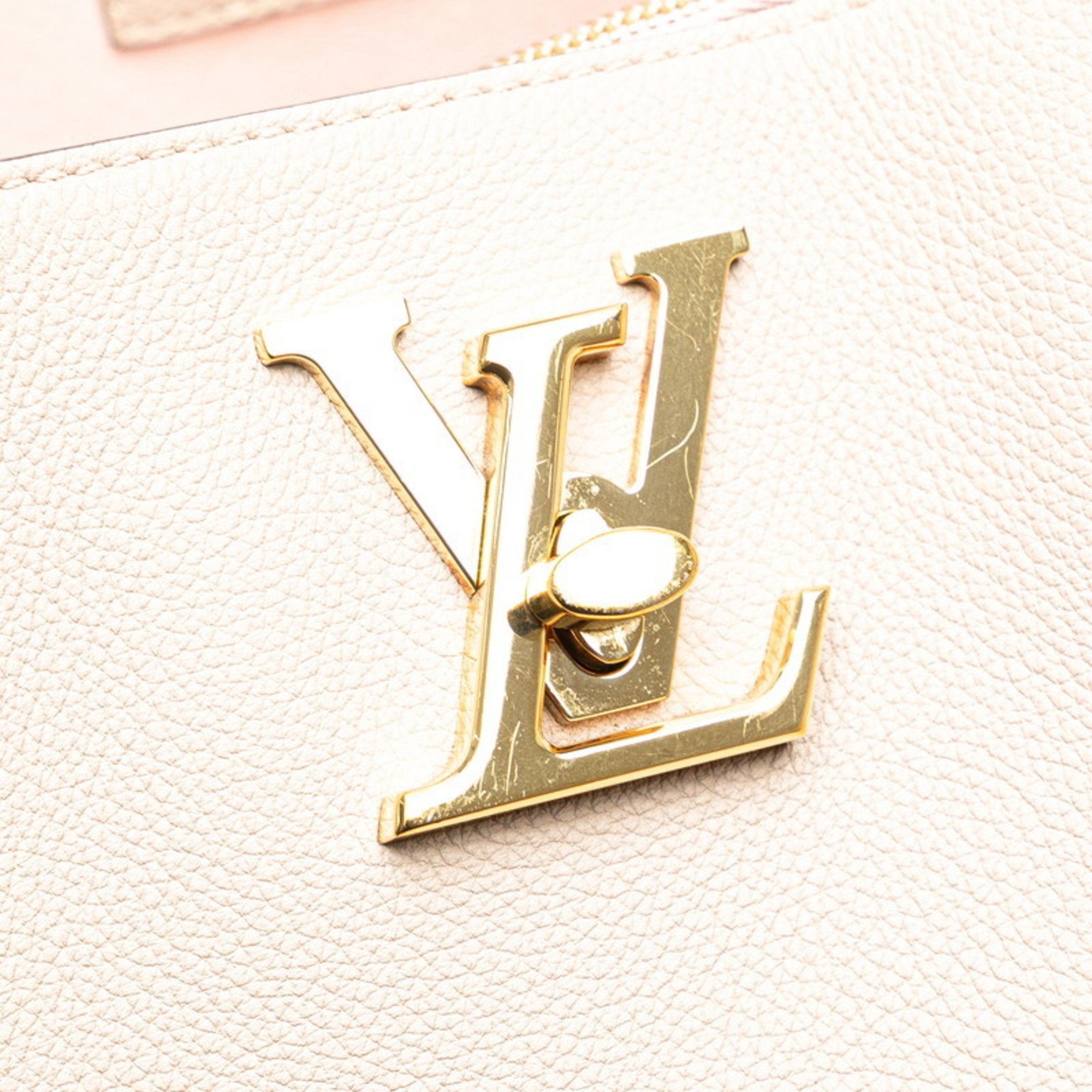 Louis Vuitton Beige Grayish Leather Shoulder Bag Tote Bag (Pre-Owned)
