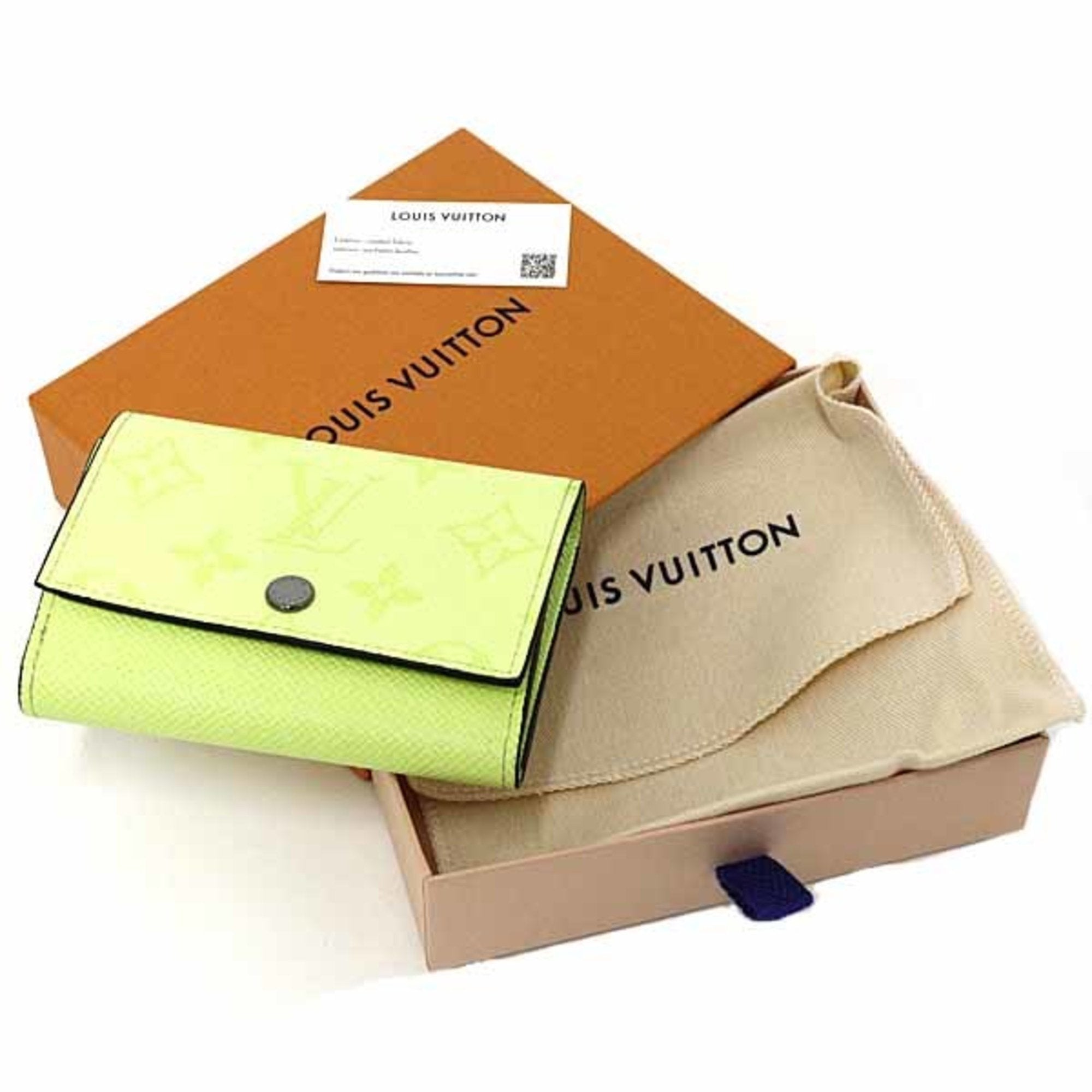 Louis Vuitton Taiga Lemon Yellow Taiga Leather Leather Wallet (Tri-Fold) (Pre-Owned)