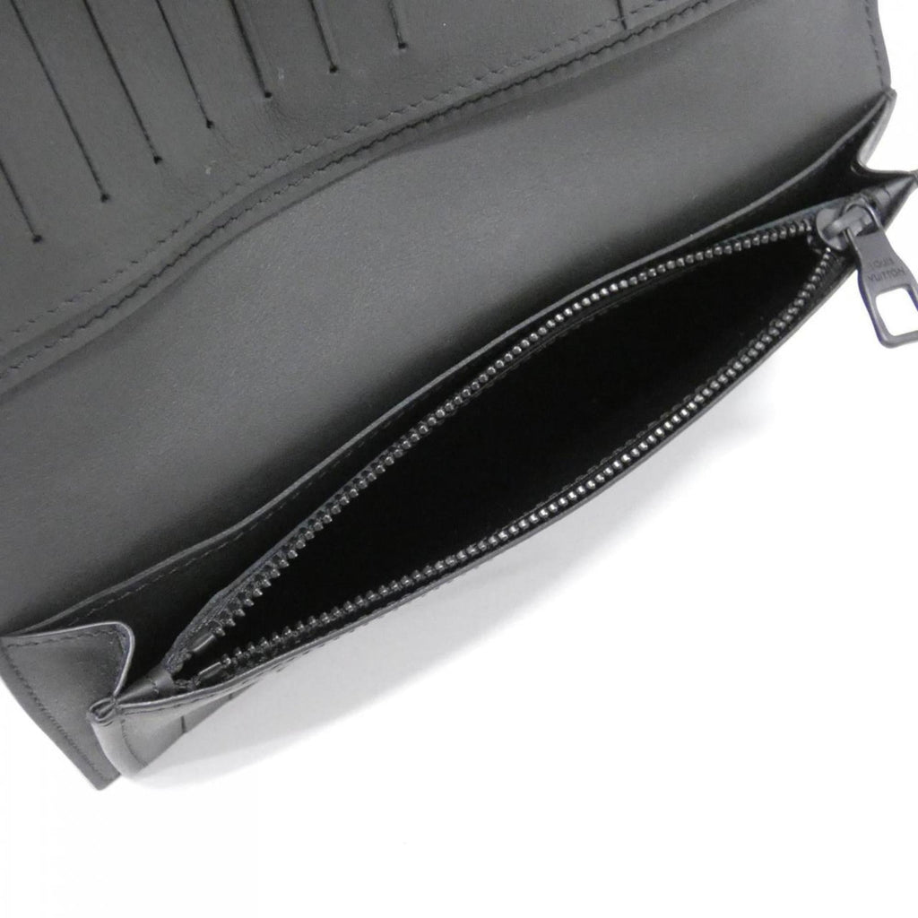 Louis Vuitton Black Leather Long Wallet (Bi-Fold) (Pre-Owned)
