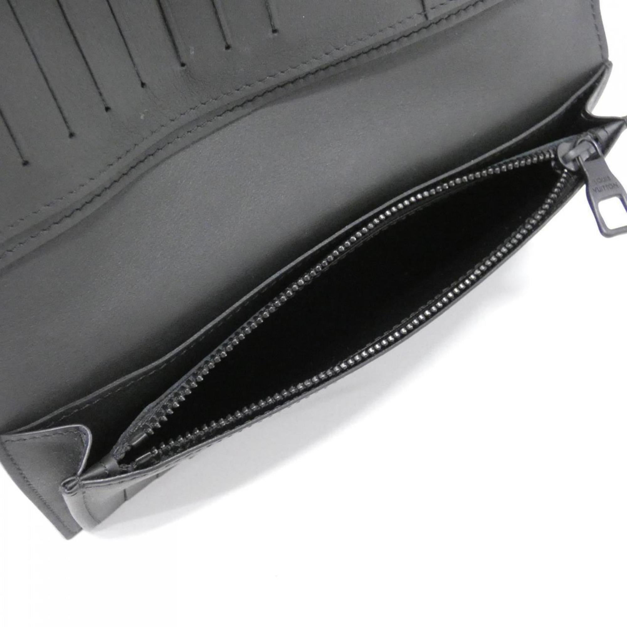 Louis Vuitton Black Leather Long Wallet (Bi-Fold) (Pre-Owned)