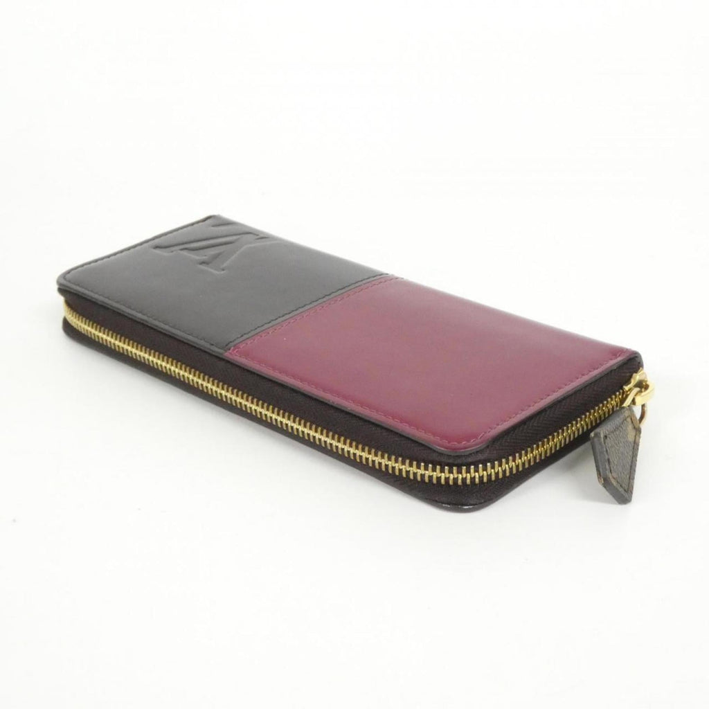 Louis Vuitton Dark Brown Magenta Pink Leather Long Wallet (Bi-Fold) (Pre-Owned)