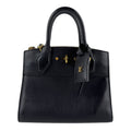Louis Vuitton Noir Leather Handbag Shoulder Bag (Pre-Owned)