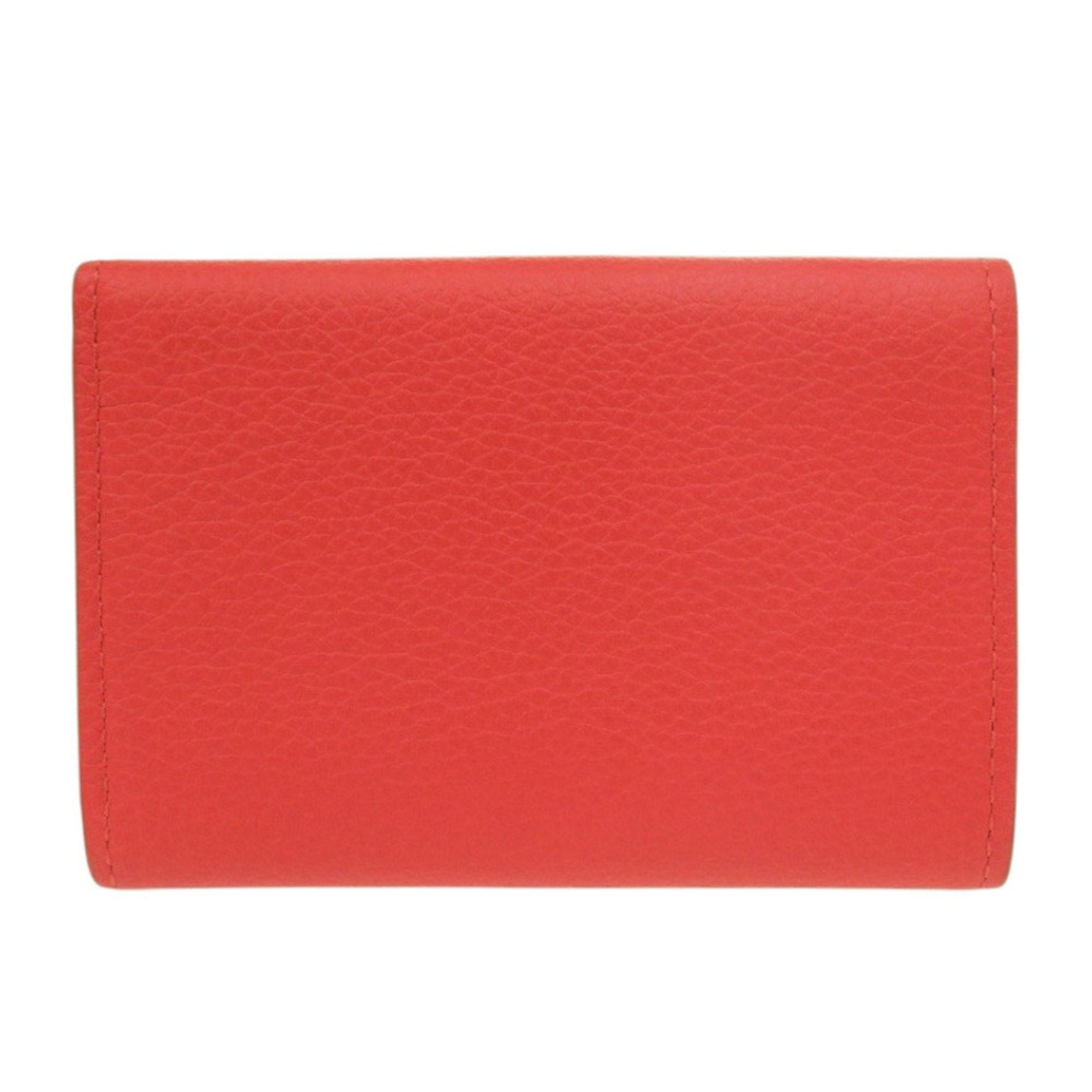 Louis Vuitton Red Color Leather Wallet (Tri-Fold) (Pre-Owned)