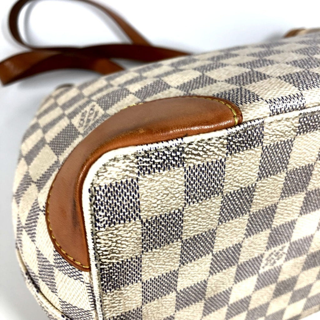 Louis Vuitton White Yellow Damier Azur Shoulder Bag Tote Bag (Pre-Owned)