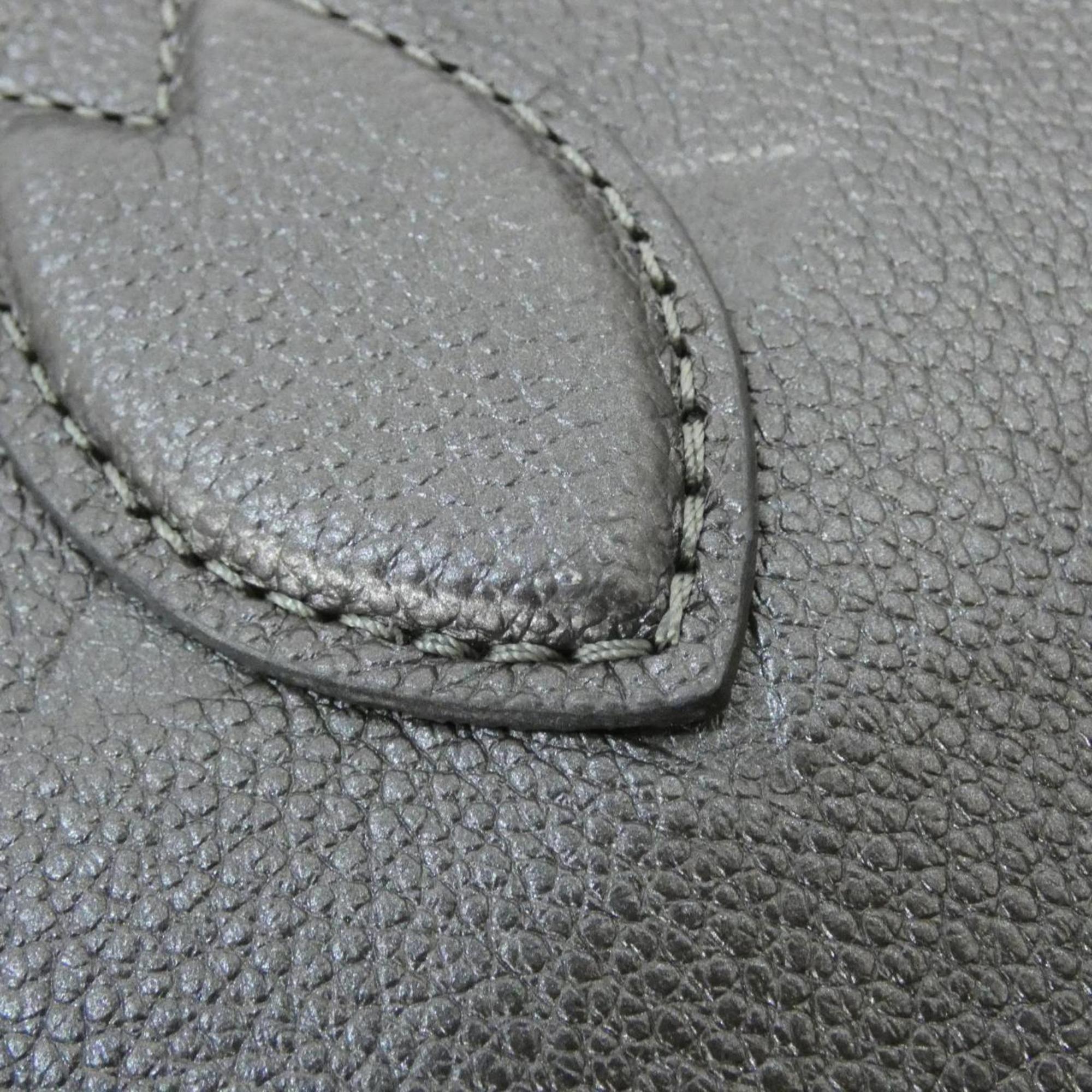 Louis Vuitton Gunmetal Silver Leather Handbag (Pre-Owned)