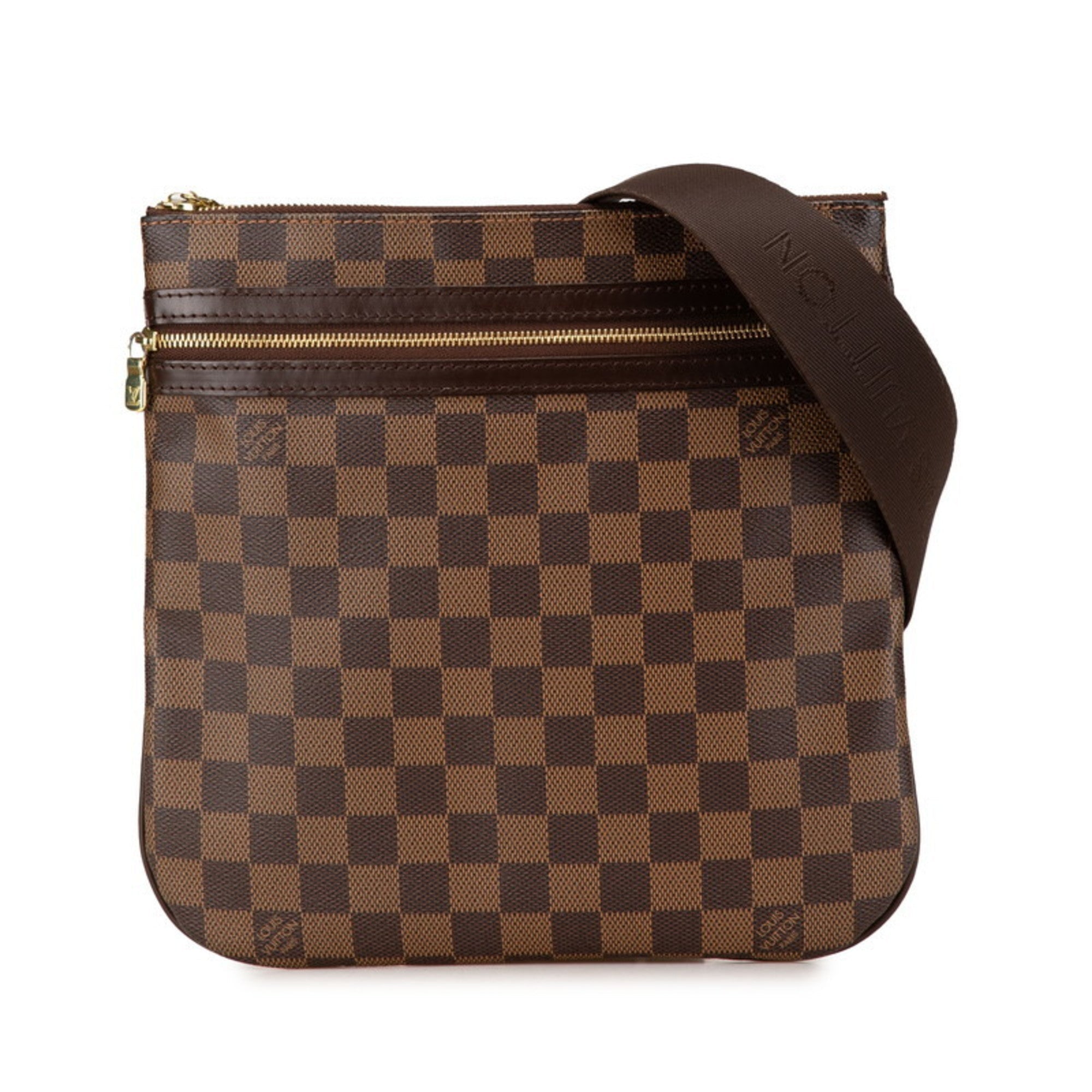 Louis Vuitton Damier Brown Damier Canvas Pvc Leather Pochette Shoulder Bag (Pre-Owned)