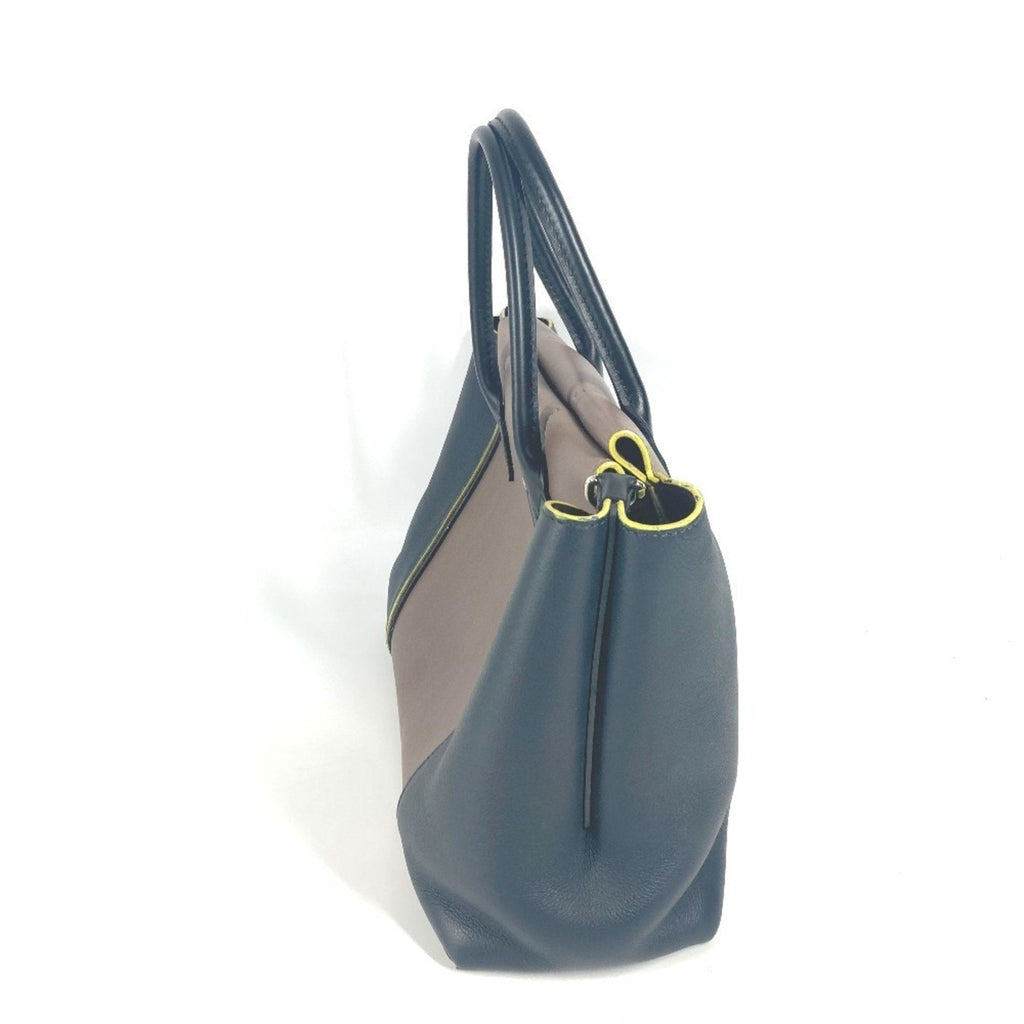 Louis Vuitton Black Brown Leather Handbag Tote Bag (Pre-Owned)
