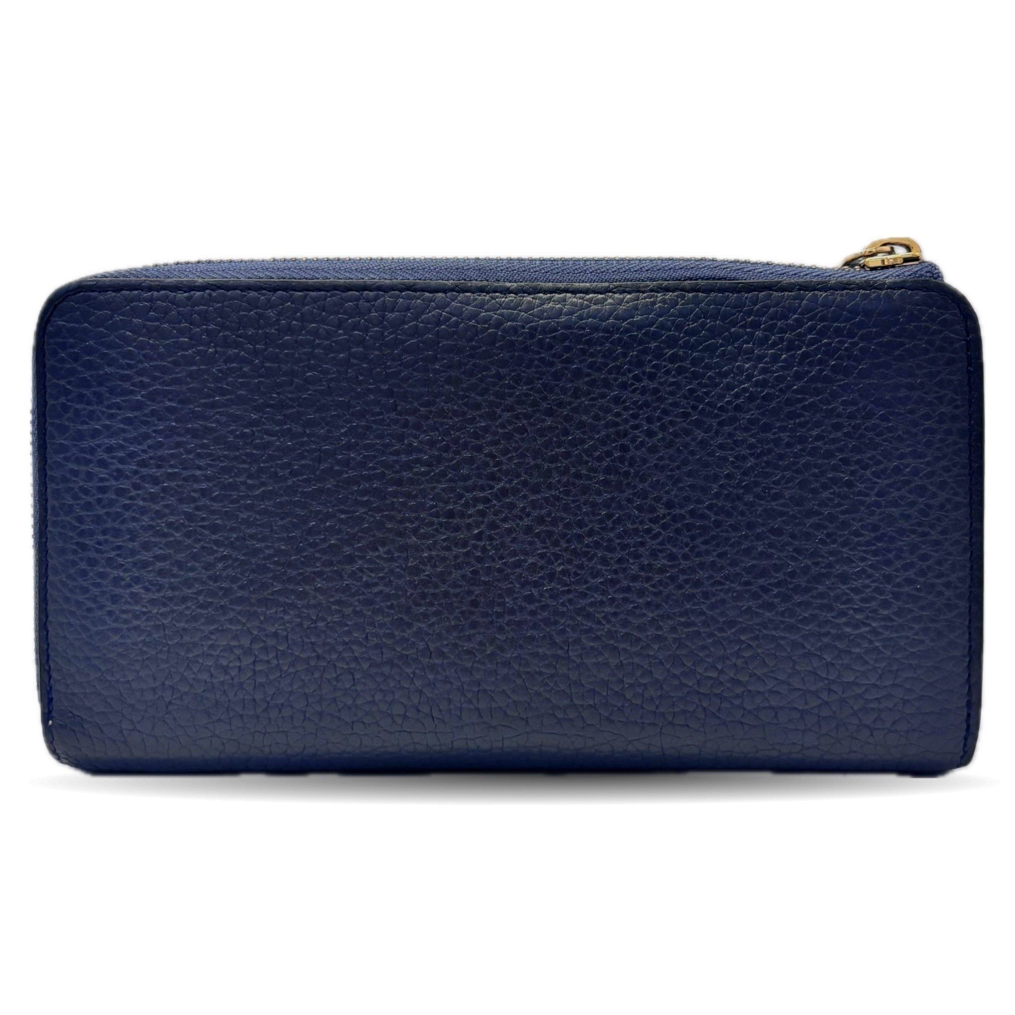 Louis Vuitton Navy Blue Leather Long Wallet (Bi-Fold) (Pre-Owned)