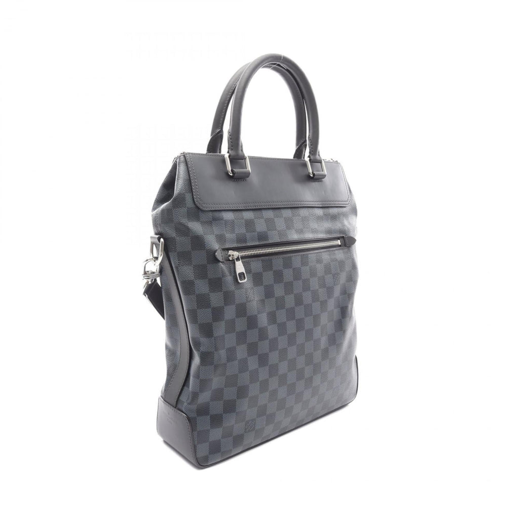Louis Vuitton Black Blue Coated Canvas Leather Tote Bag (Pre-Owned)