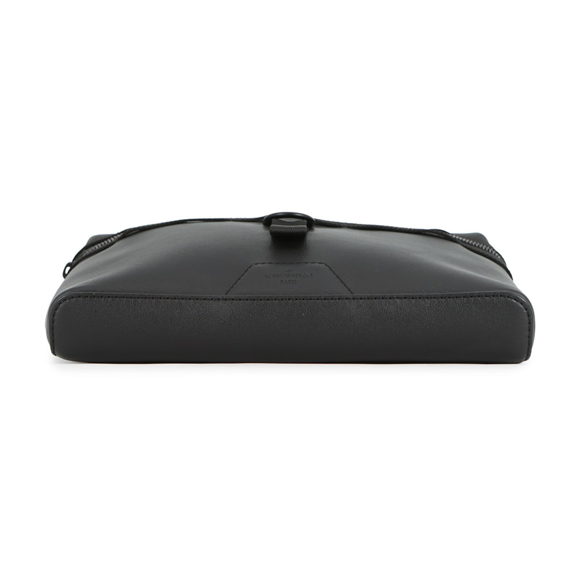 Louis Vuitton Black Noir Leather Messenger Bag Shoulder Bag (Pre-Owned)