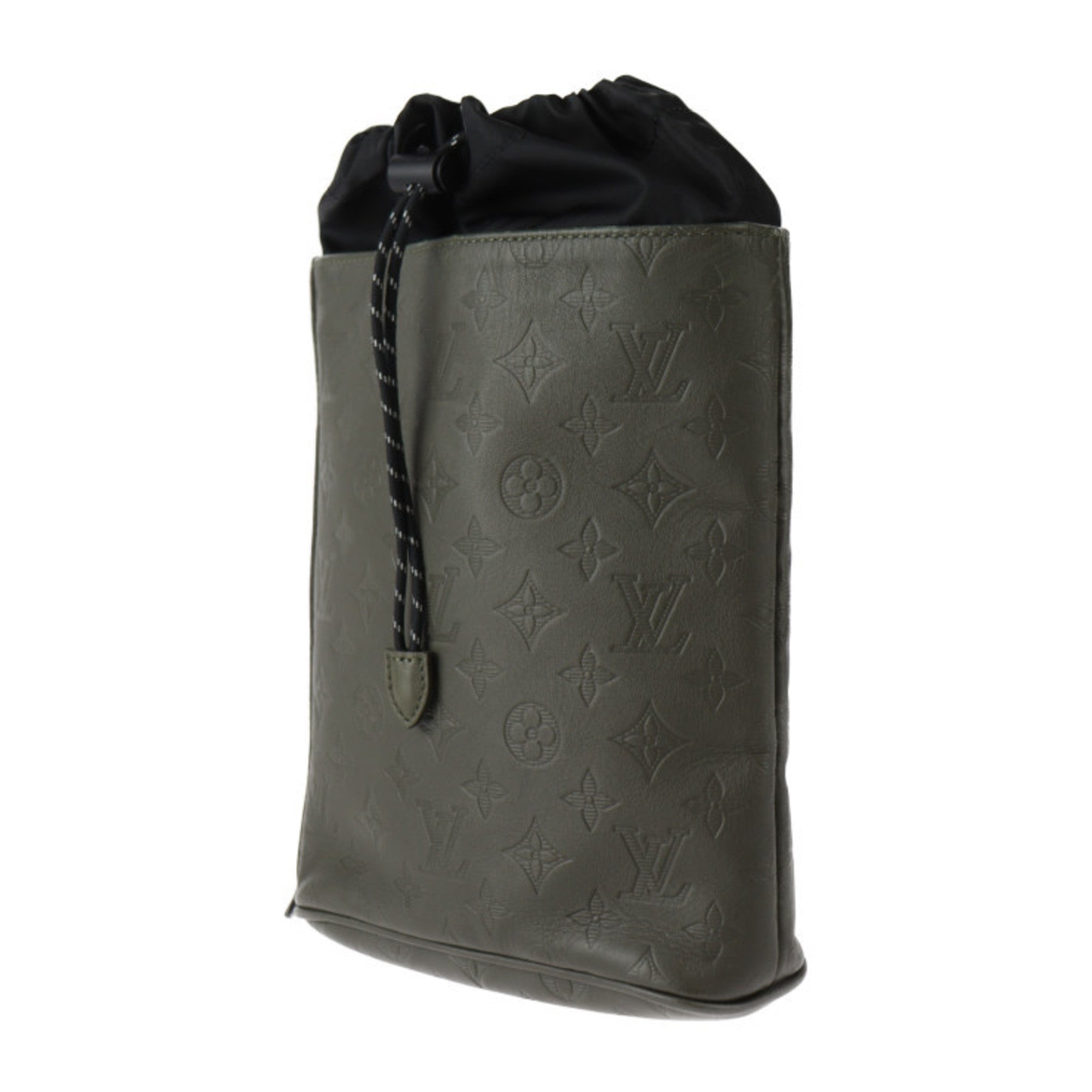 Louis Vuitton Black Khaki Leather Shoulder Bag (Pre-Owned)