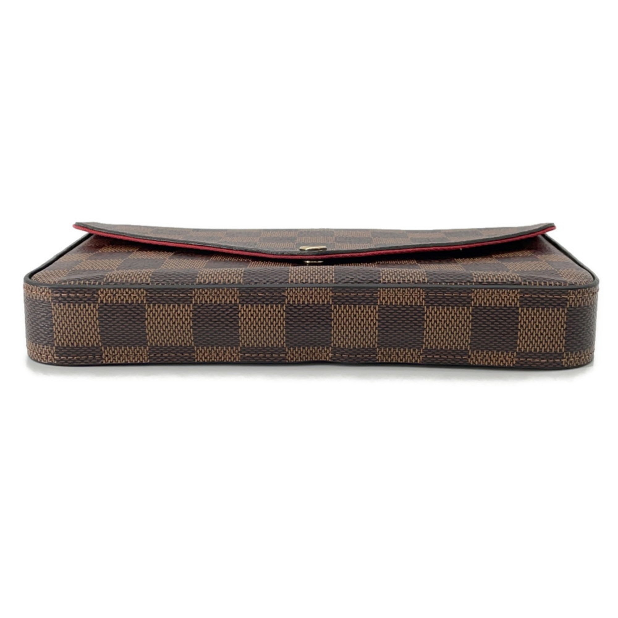 Louis Vuitton Damier Damier Canvas Ebene Red Color Pochette (Pre-Owned)