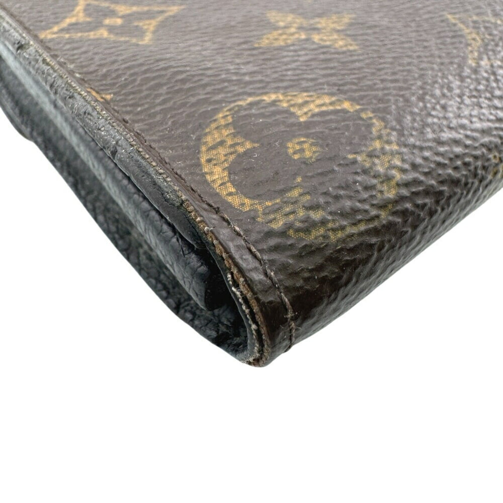 Louis Vuitton Black Brown Monogram Monogram Leather Long Wallet (Bi-Fold) (Pre-Owned)