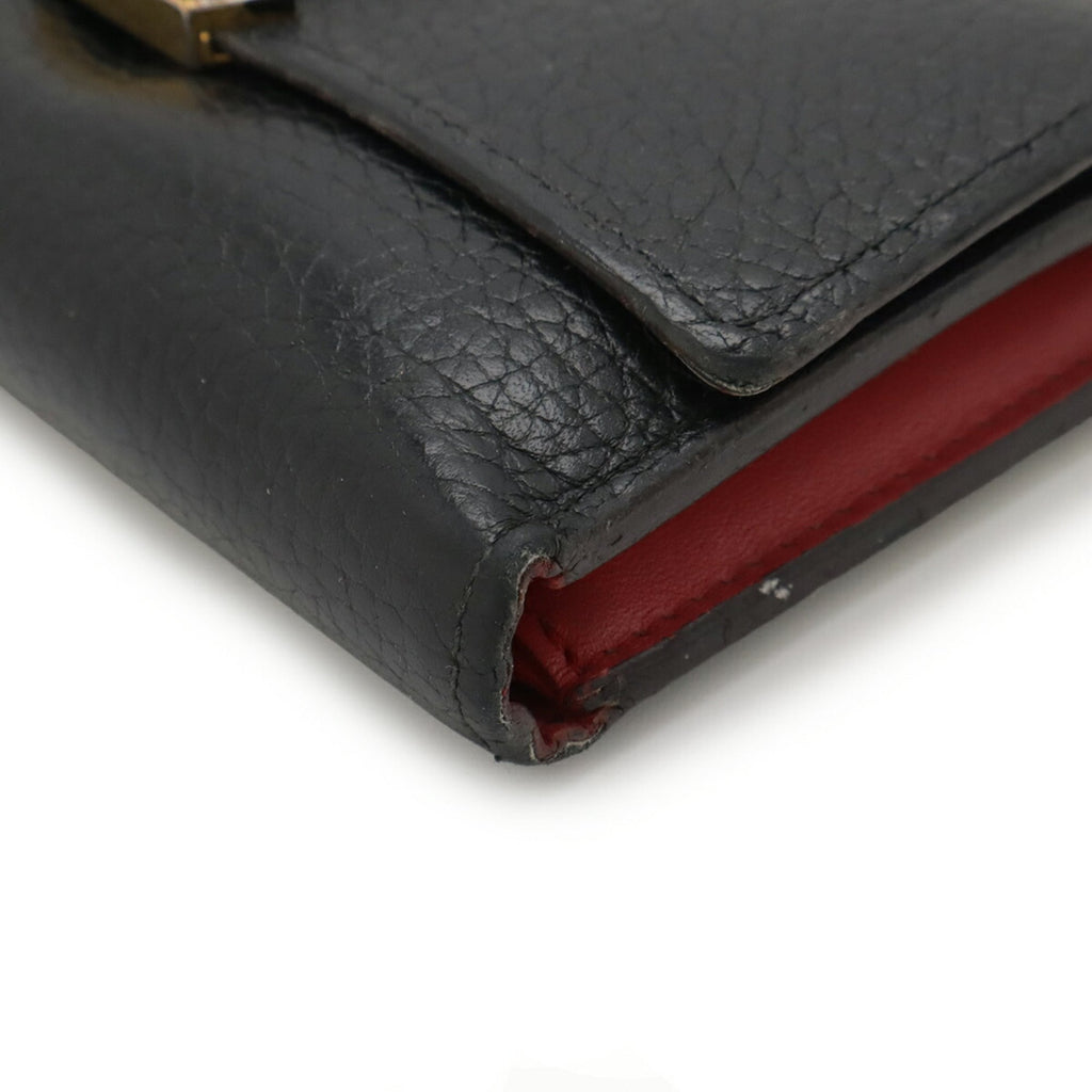 Louis Vuitton Black Galle Hot Pink Noir Leather Wallet (Tri-Fold) (Pre-Owned)