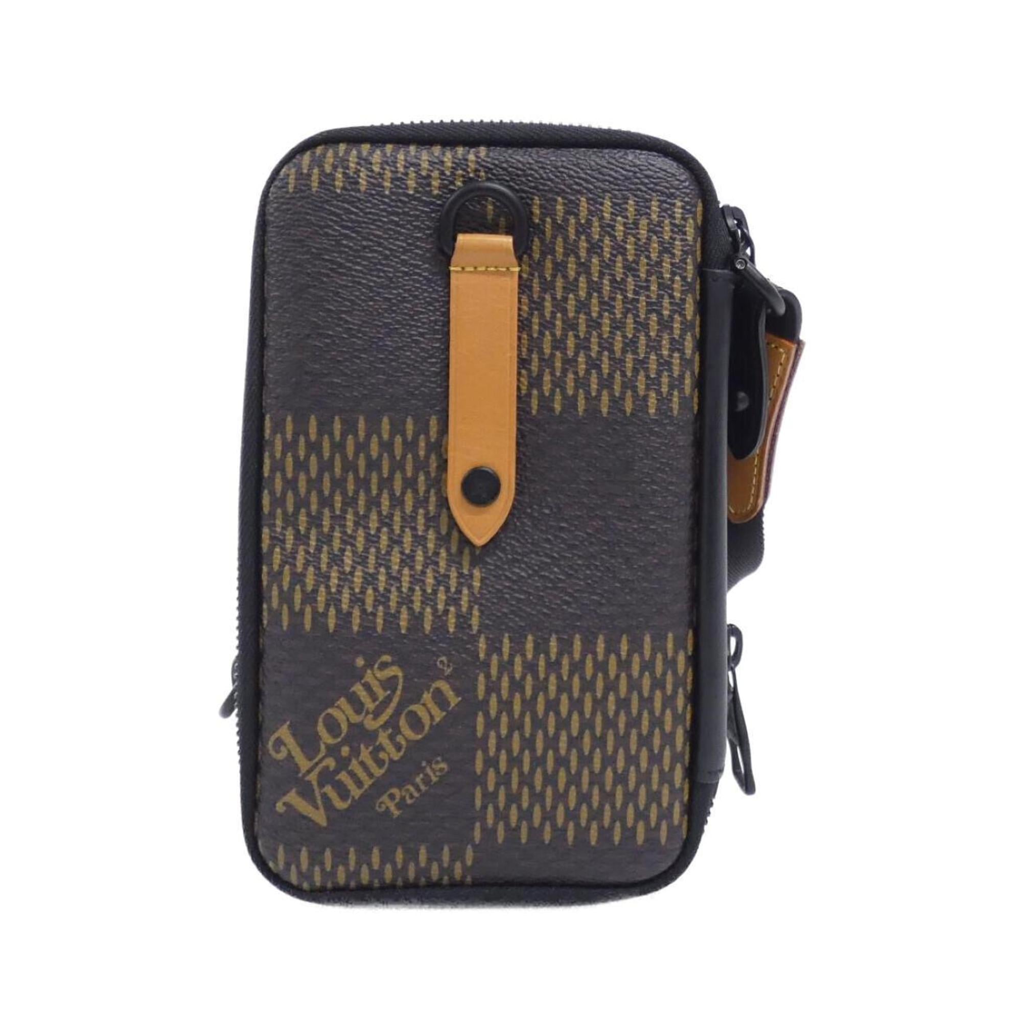 Louis Vuitton Black Brown Coated Canvas Phone Wallet (Pre-Owned)