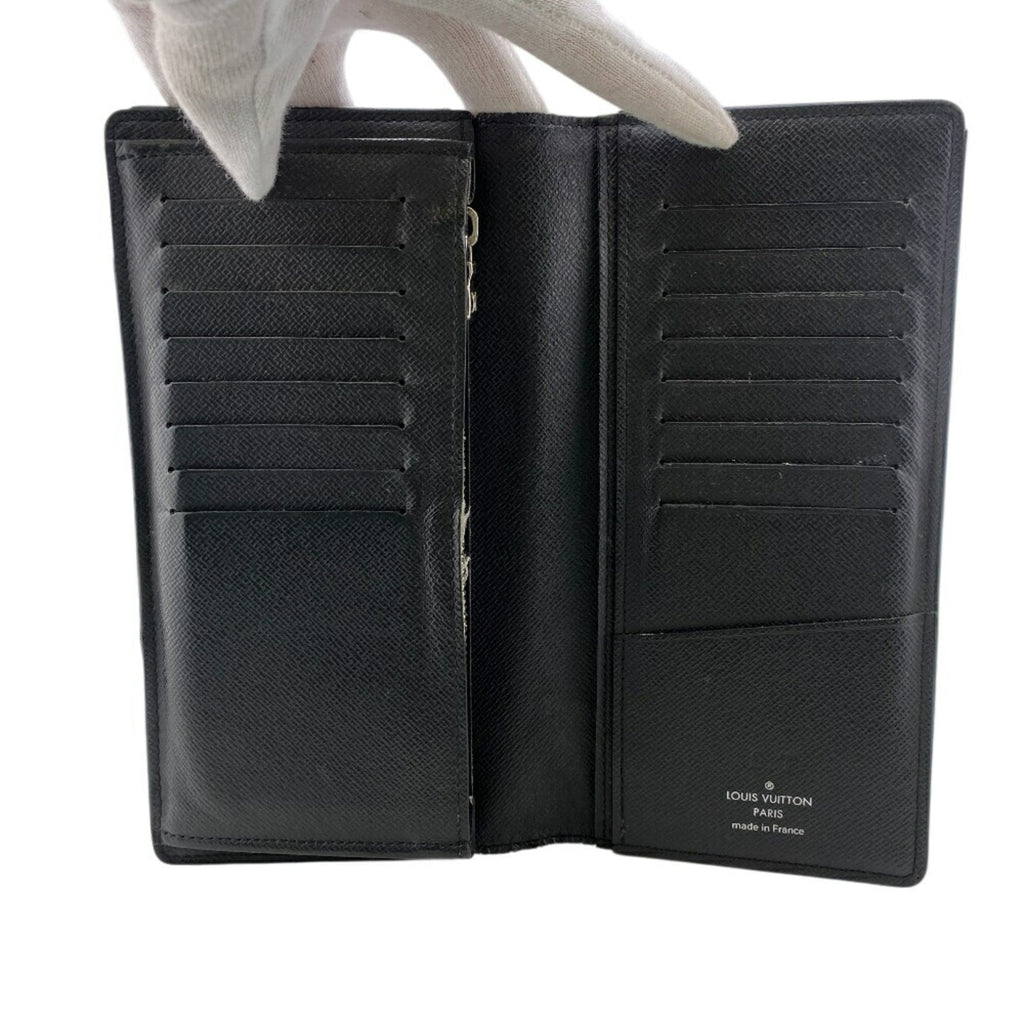 Louis Vuitton Black Noir Leather Long Wallet (Bi-Fold) (Pre-Owned)