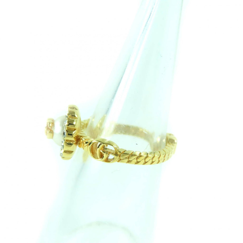 Band Ring Gold with Pearl and Rhinestone