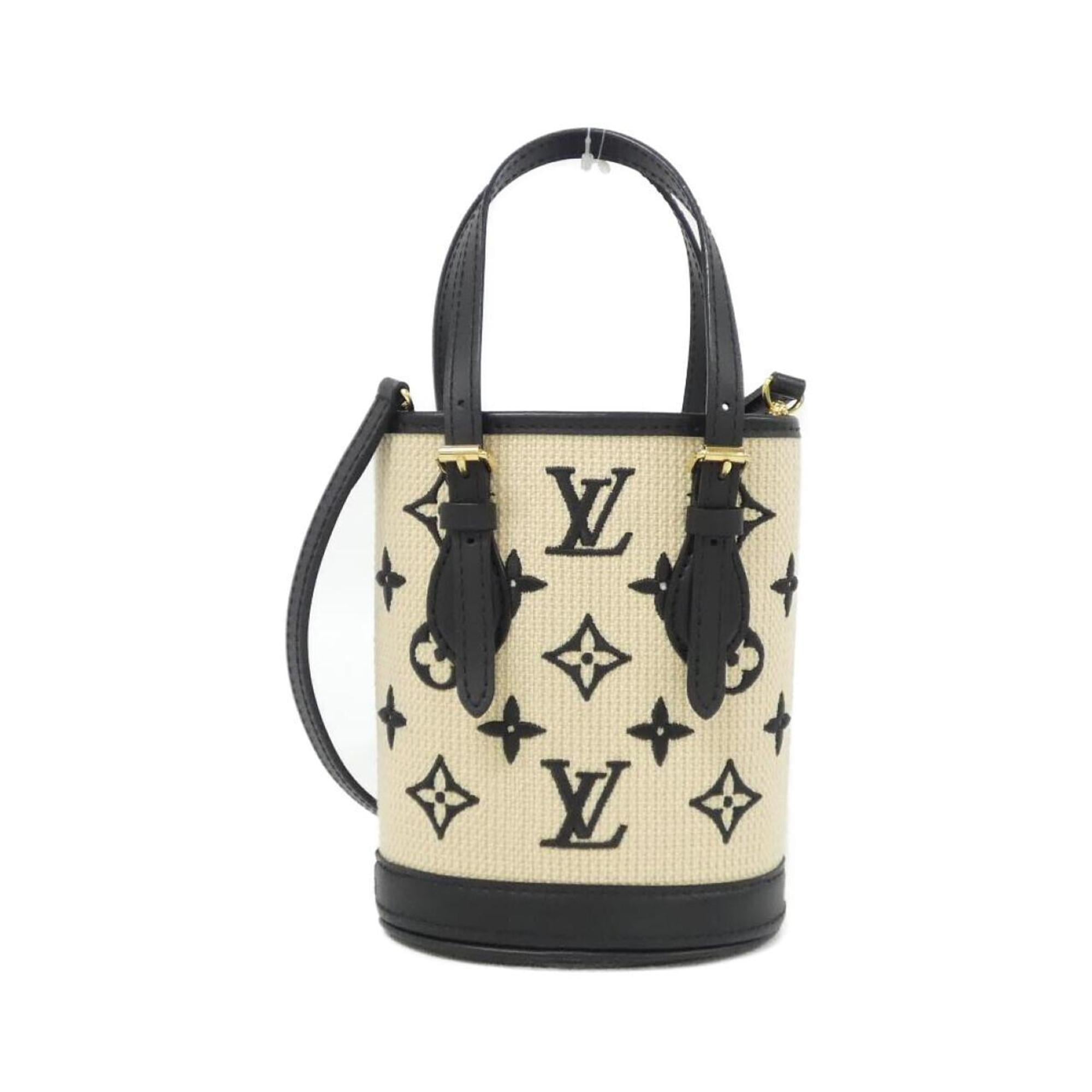 Louis Vuitton Monogram Beige Black Cotton Canvas Handbag (Pre-Owned)