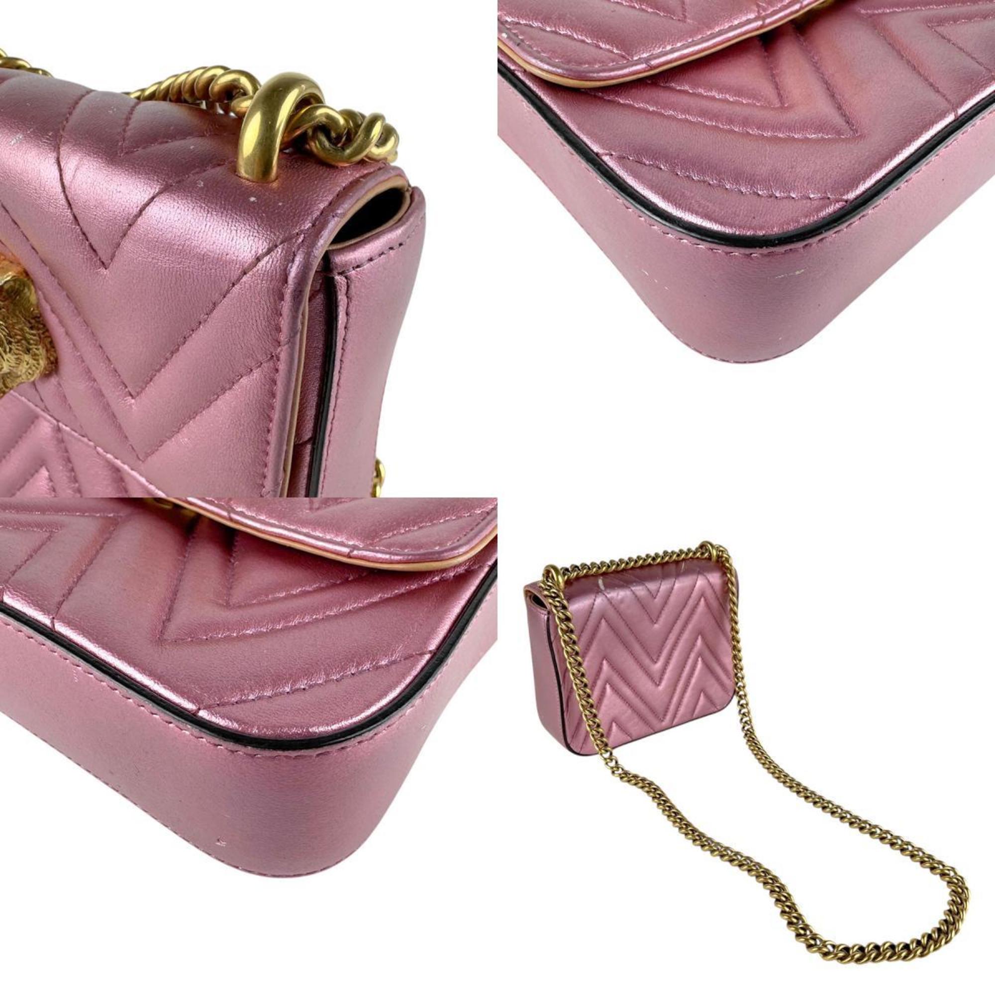 Animalier Broadway Chain Shoulder Bag Chevron Leather