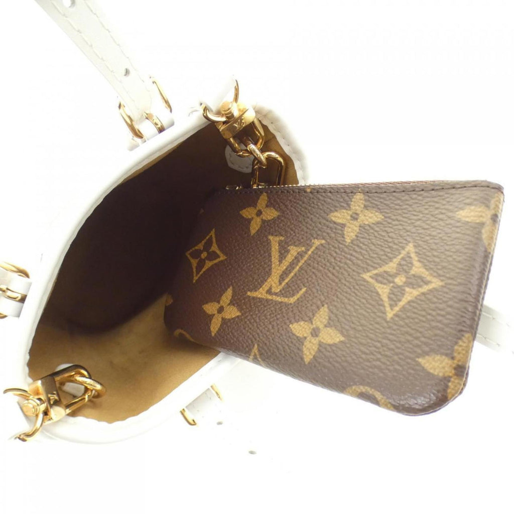 Louis Vuitton Blanc Marron Coated Canvas Leather Handbag (Pre-Owned)