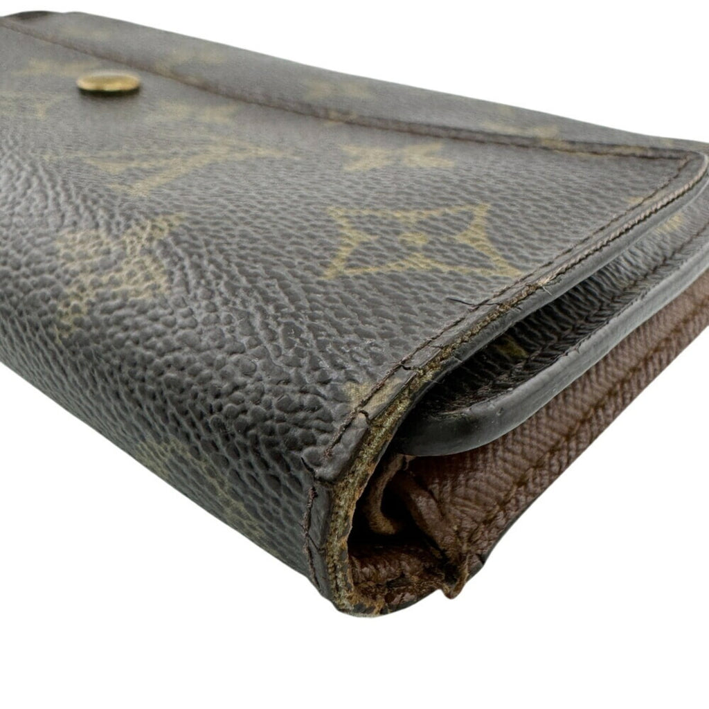 Louis Vuitton Brown Leather Long Wallet (Tri-Fold) (Pre-Owned)