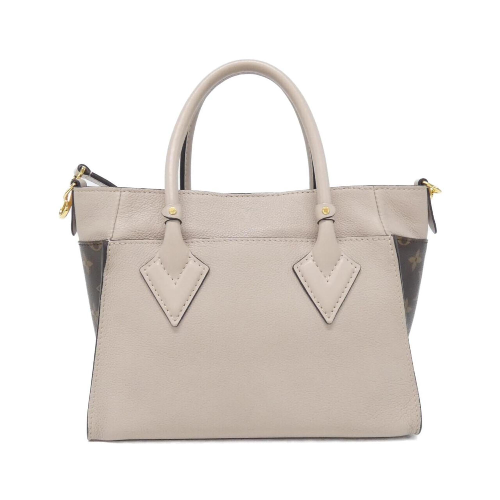 Louis Vuitton Gray Grayish Coated Canvas Leather Handbag (Pre-Owned)