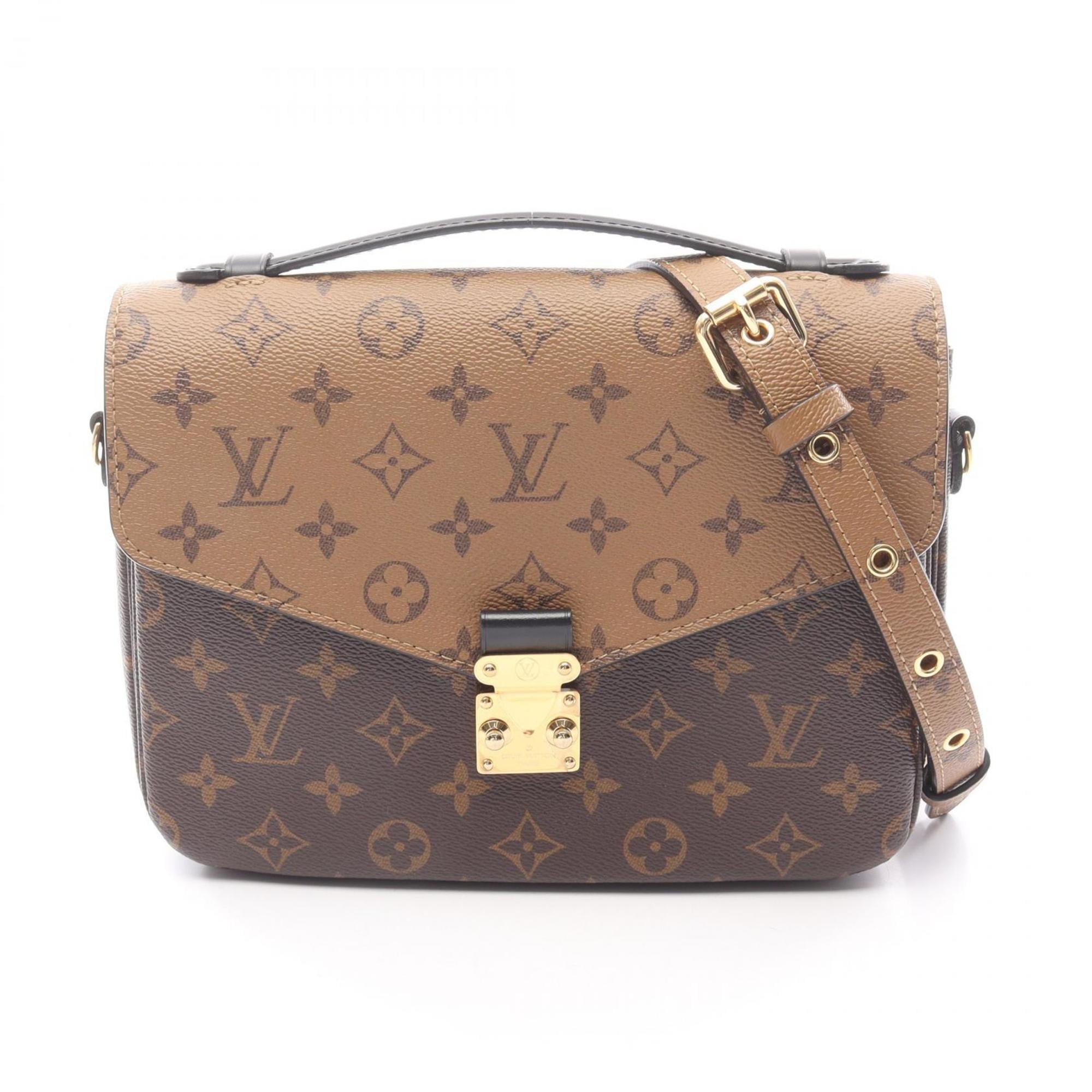Louis Vuitton Black Brown Coated Canvas Leather Handbag Pochette (Pre-Owned)