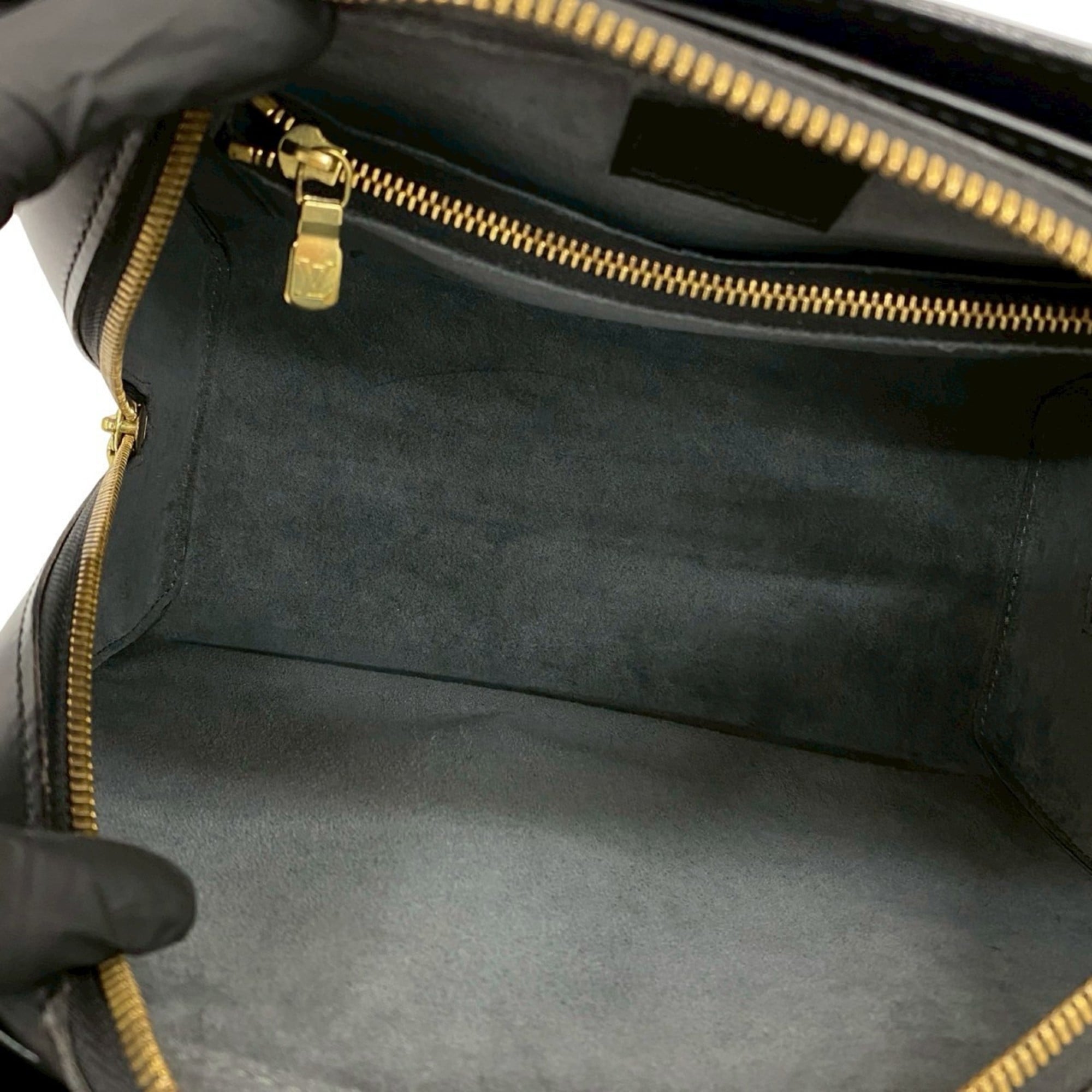 Louis Vuitton Black Leather Handbag Tote Bag (Pre-Owned)