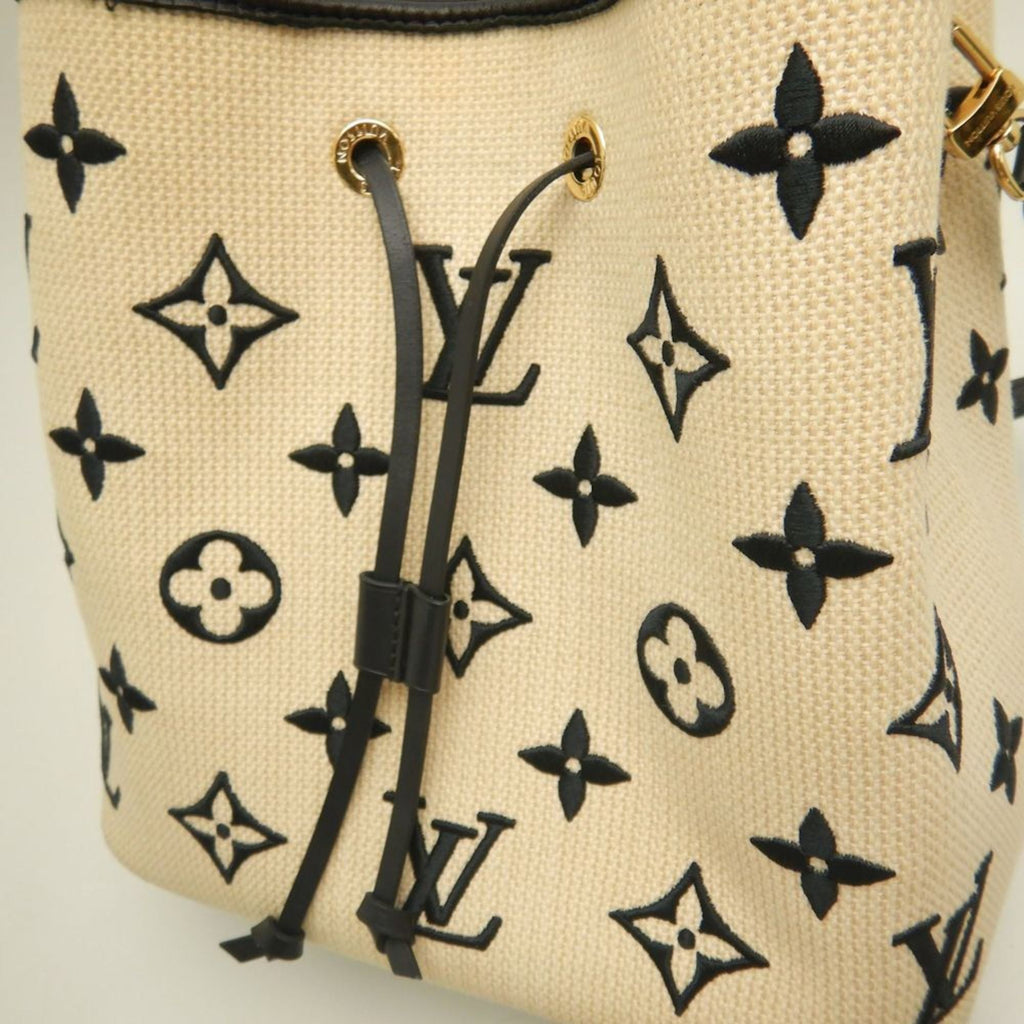 Louis Vuitton Beige Noir Cotton Canvas Leather Shoulder Bag (Pre-Owned)