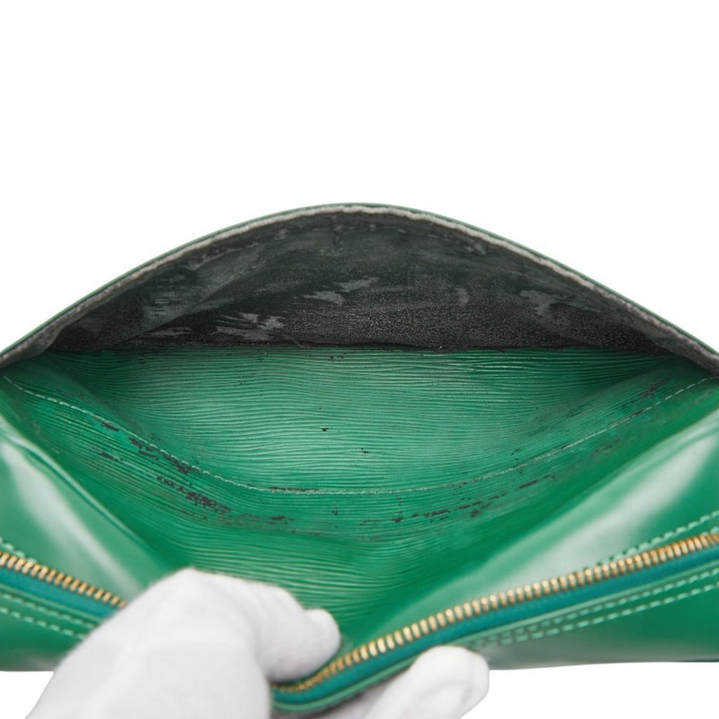 Louis Vuitton Borneo Green Leather Shoulder Bag (Pre-Owned)