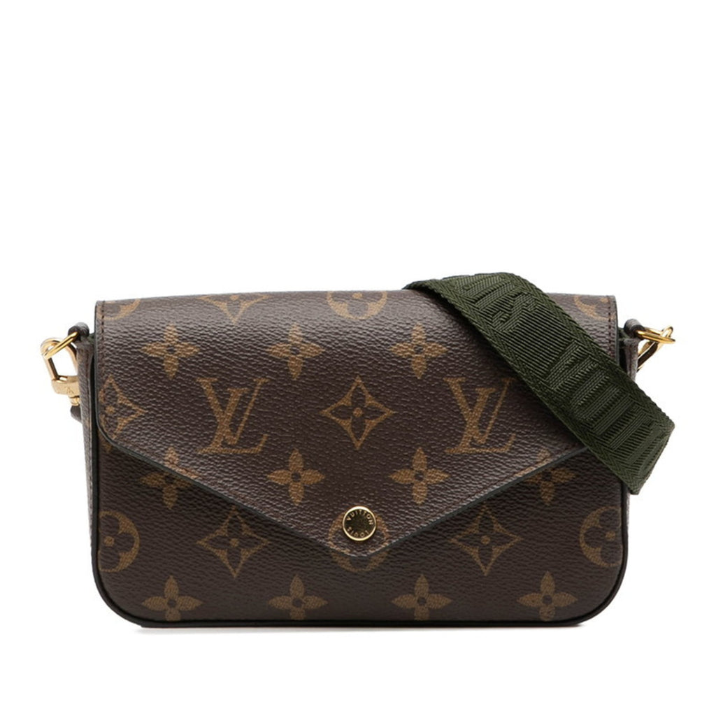 Louis Vuitton Brown Green Khaki Pvc Leather Pochette Shoulder Bag (Pre-Owned)