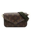 Louis Vuitton Brown Green Khaki Pvc Leather Pochette Shoulder Bag (Pre-Owned)