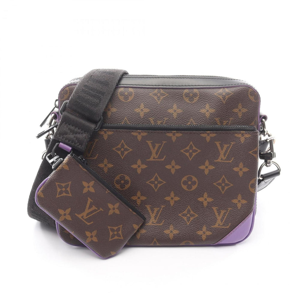Louis Vuitton Black Brown Monogram Macassar Purple Coated Canvas Shoulder Bag (Pre-Owned)