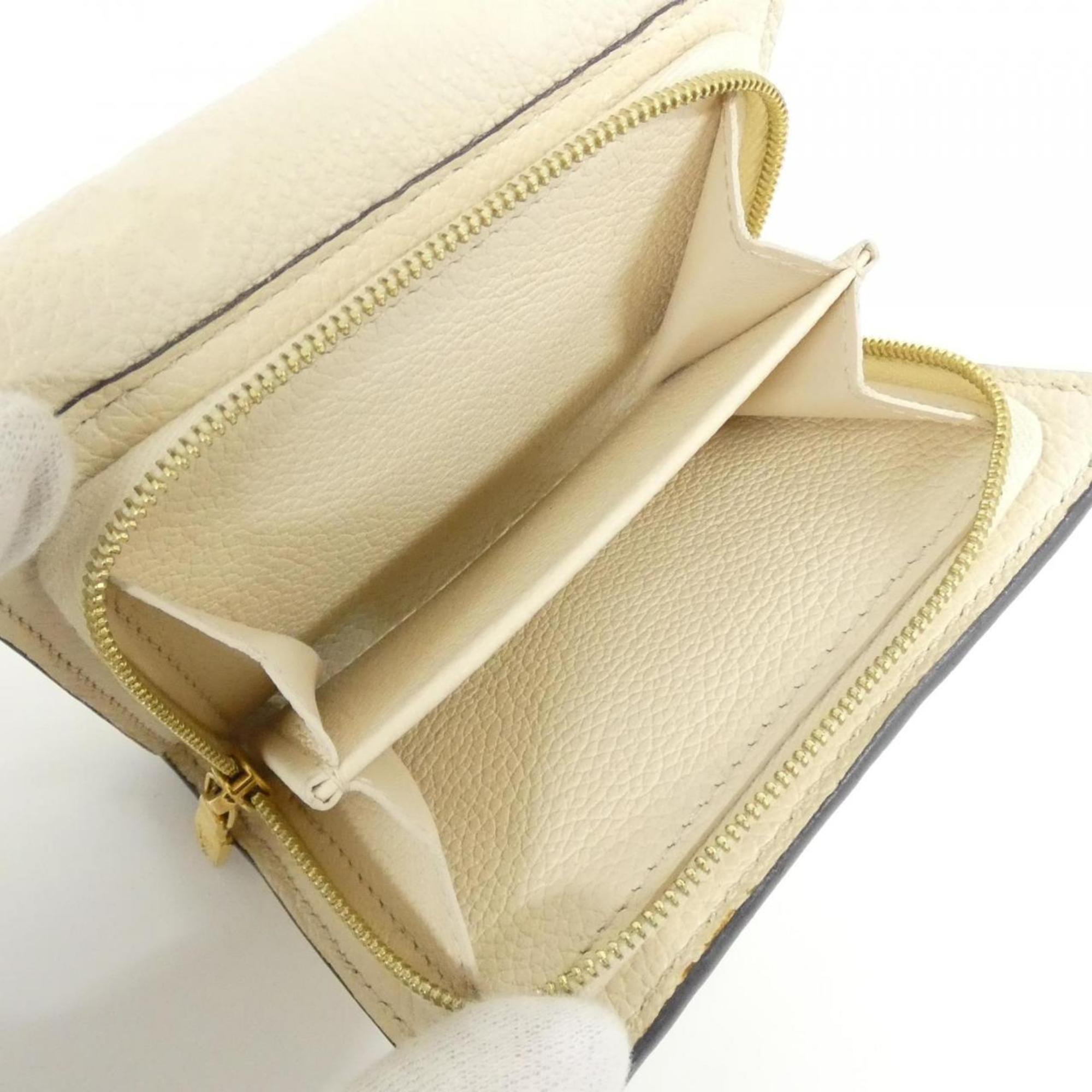 Louis Vuitton Monogram Empreinte Beige Leather Wallet (Tri-Fold) (Pre-Owned)