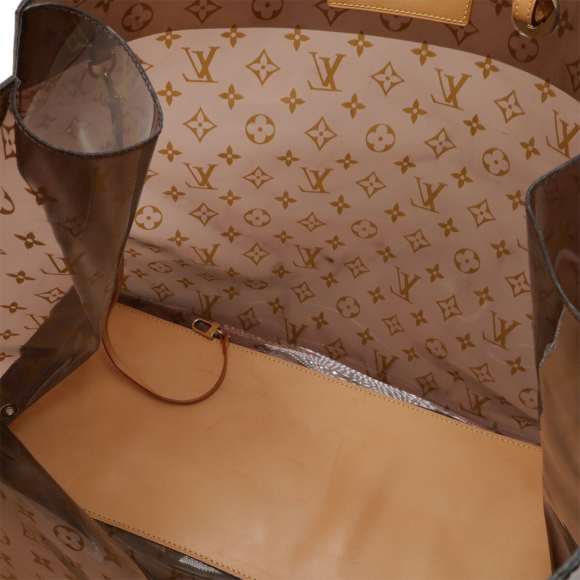 Louis Vuitton Brown Clear Vinyl Leather Beach Bag Shoulder Bag Tote Bag (Pre-Owned)