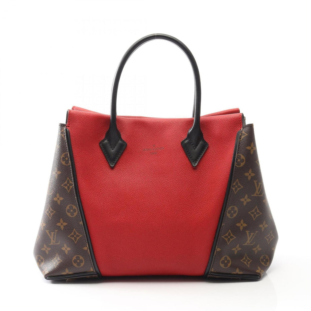 Louis Vuitton Black Brown Monogram Red Color Coated Canvas Leather Tote Bag (Pre-Owned)