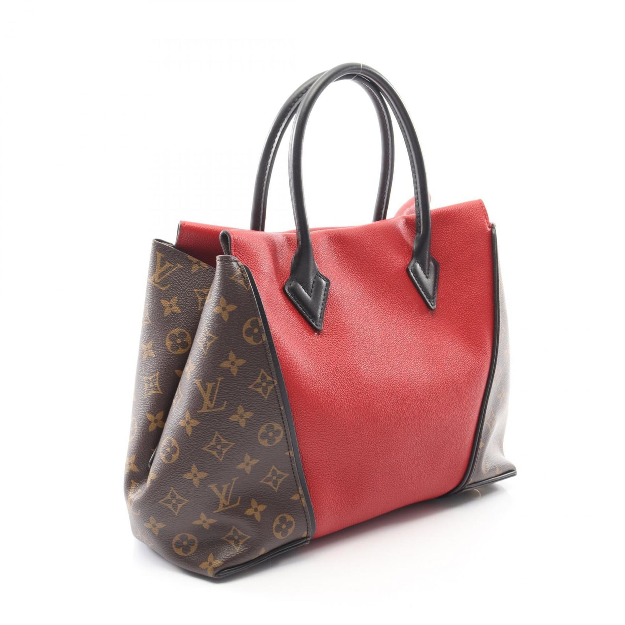 Louis Vuitton Black Brown Monogram Red Color Coated Canvas Leather Tote Bag (Pre-Owned)