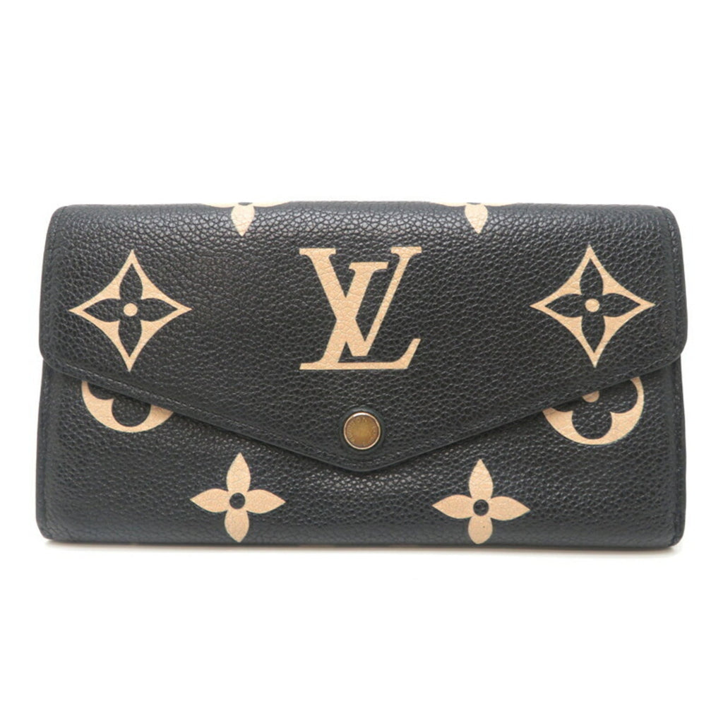 Louis Vuitton Beige Black Monogram Empreinte Long Wallet (Tri-Fold) (Pre-Owned)