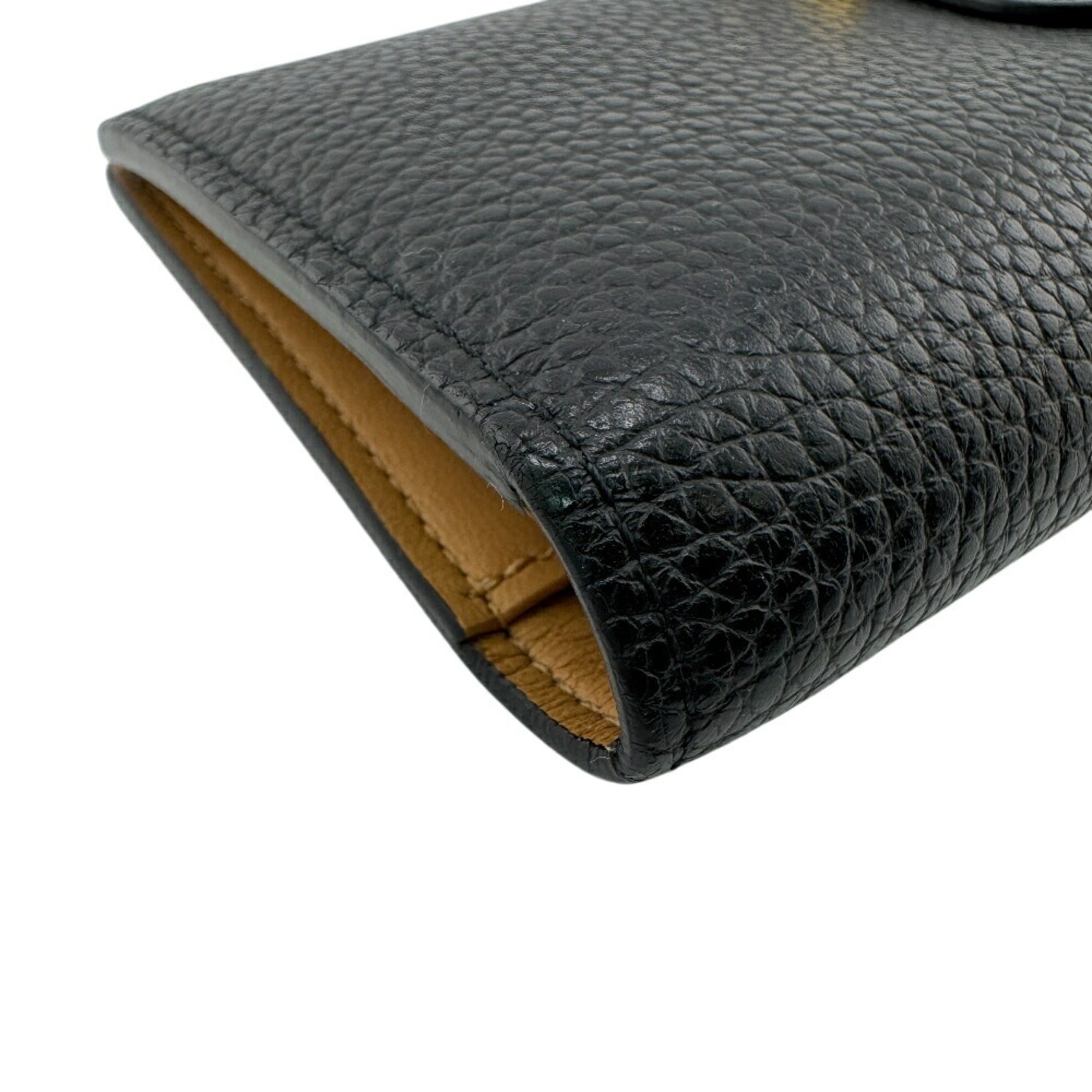 Louis Vuitton Black Leather Long Wallet (Bi-Fold) (Pre-Owned)