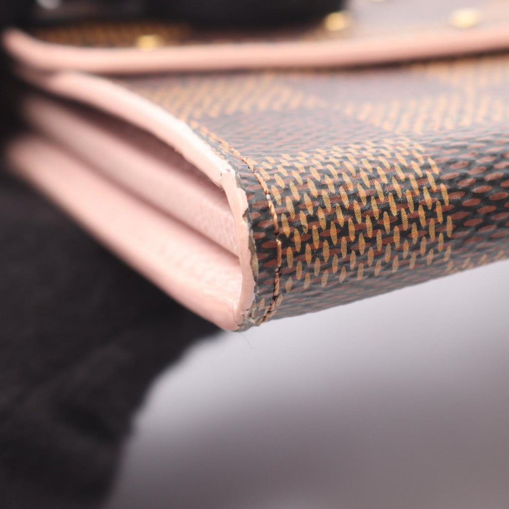 Louis Vuitton Brown Damier Canvas Pink Coated Canvas Long Wallet (Bi-Fold) (Pre-Owned)