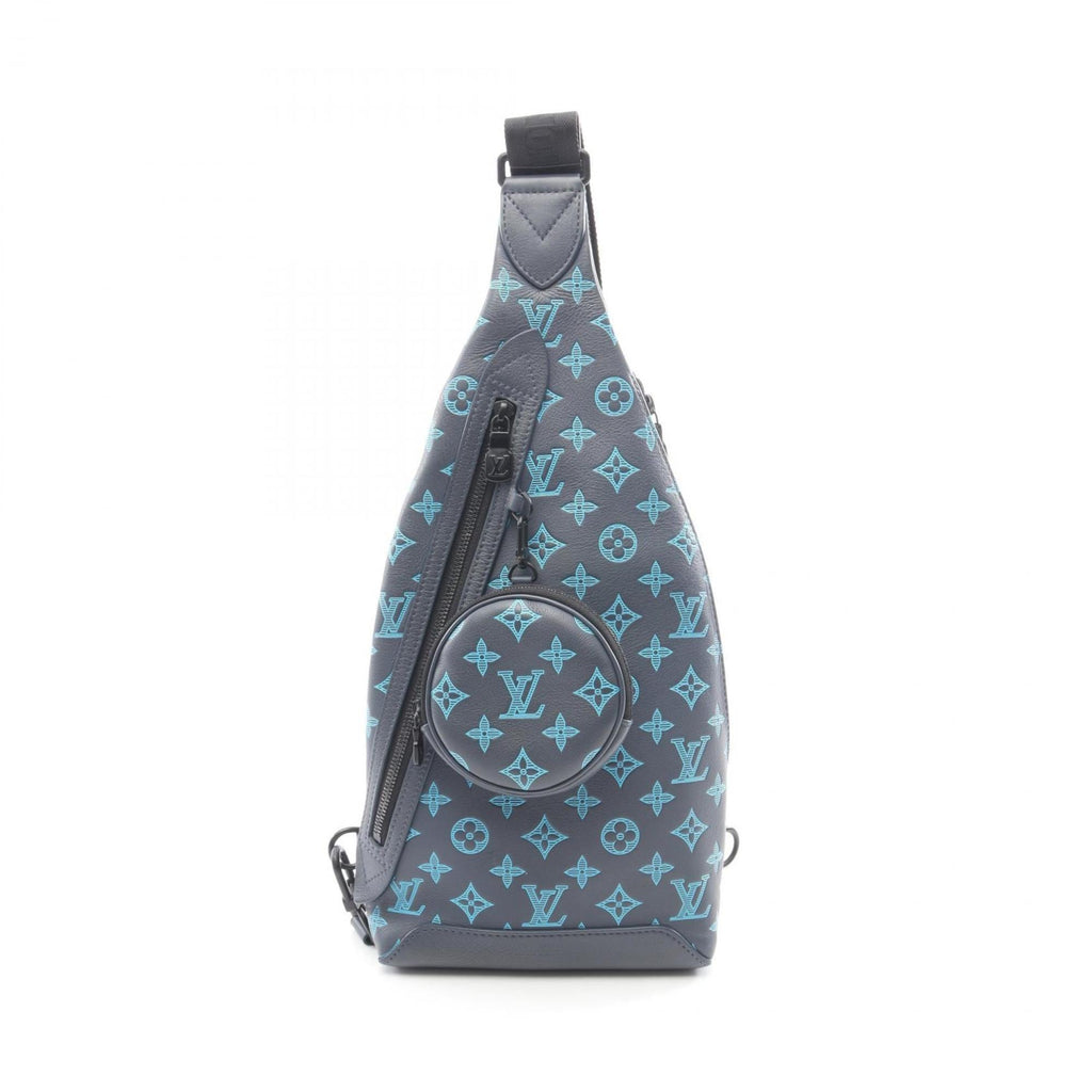 Louis Vuitton Blue Gray Monogram Shadow Leather Fanny Pack Sling Bag (Pre-Owned)