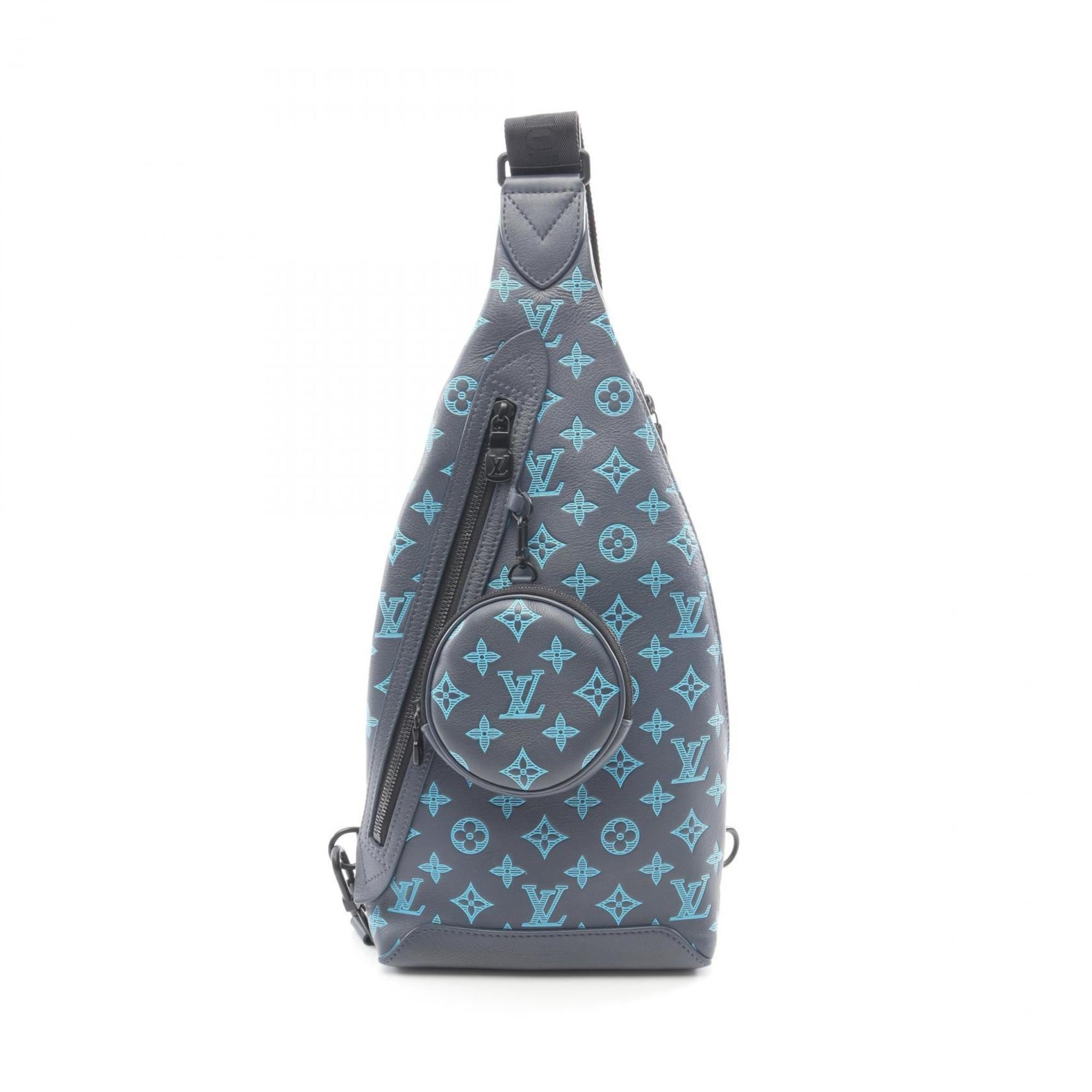 Louis Vuitton Blue Gray Monogram Shadow Leather Fanny Pack Sling Bag (Pre-Owned)