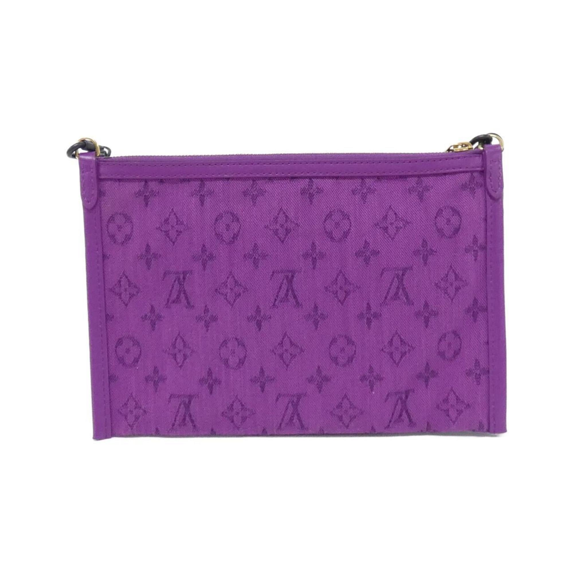 Louis Vuitton Marron Purple Coated Canvas Denim Shoulder Bag (Pre-Owned)