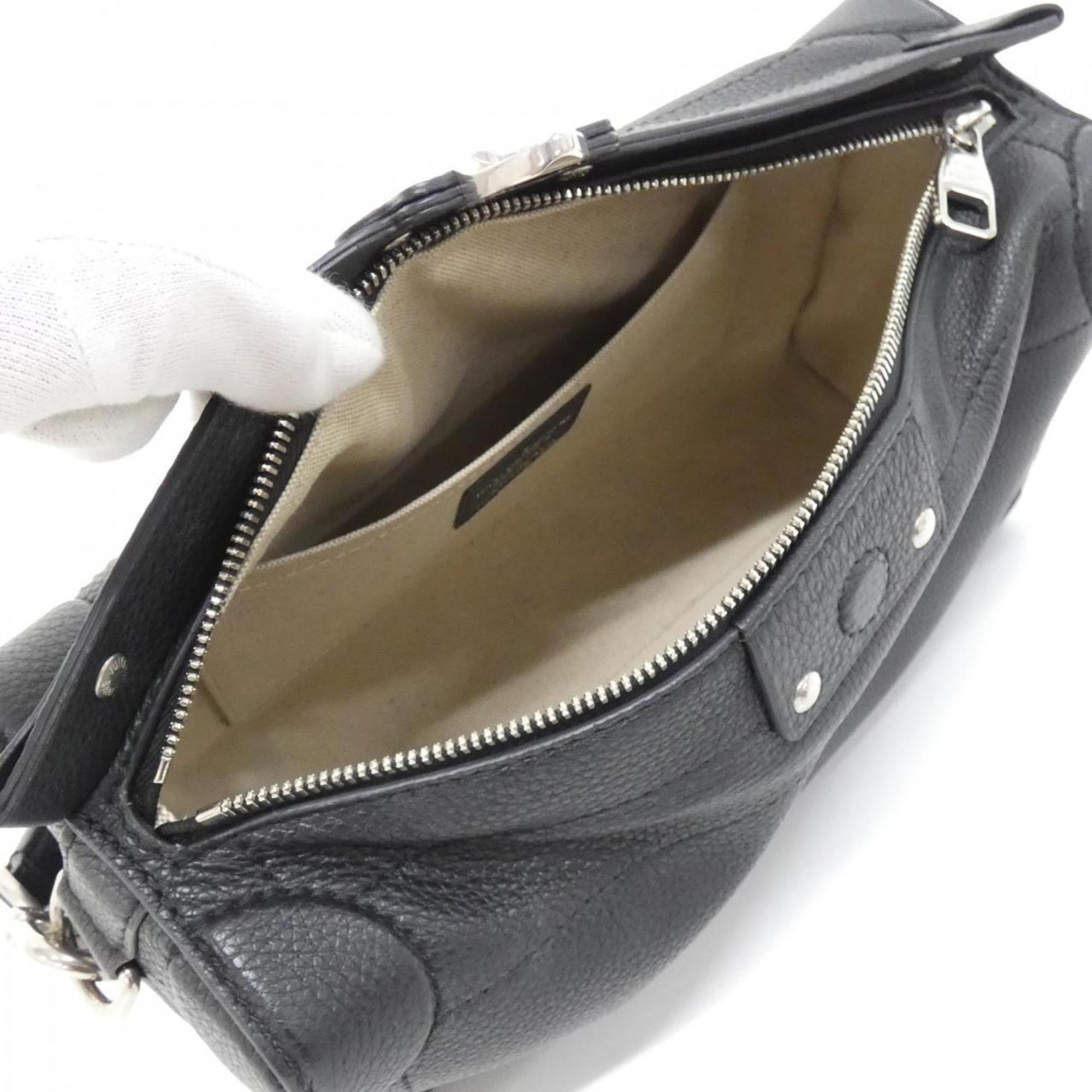 Louis Vuitton Black Leather Shoulder Bag (Pre-Owned)