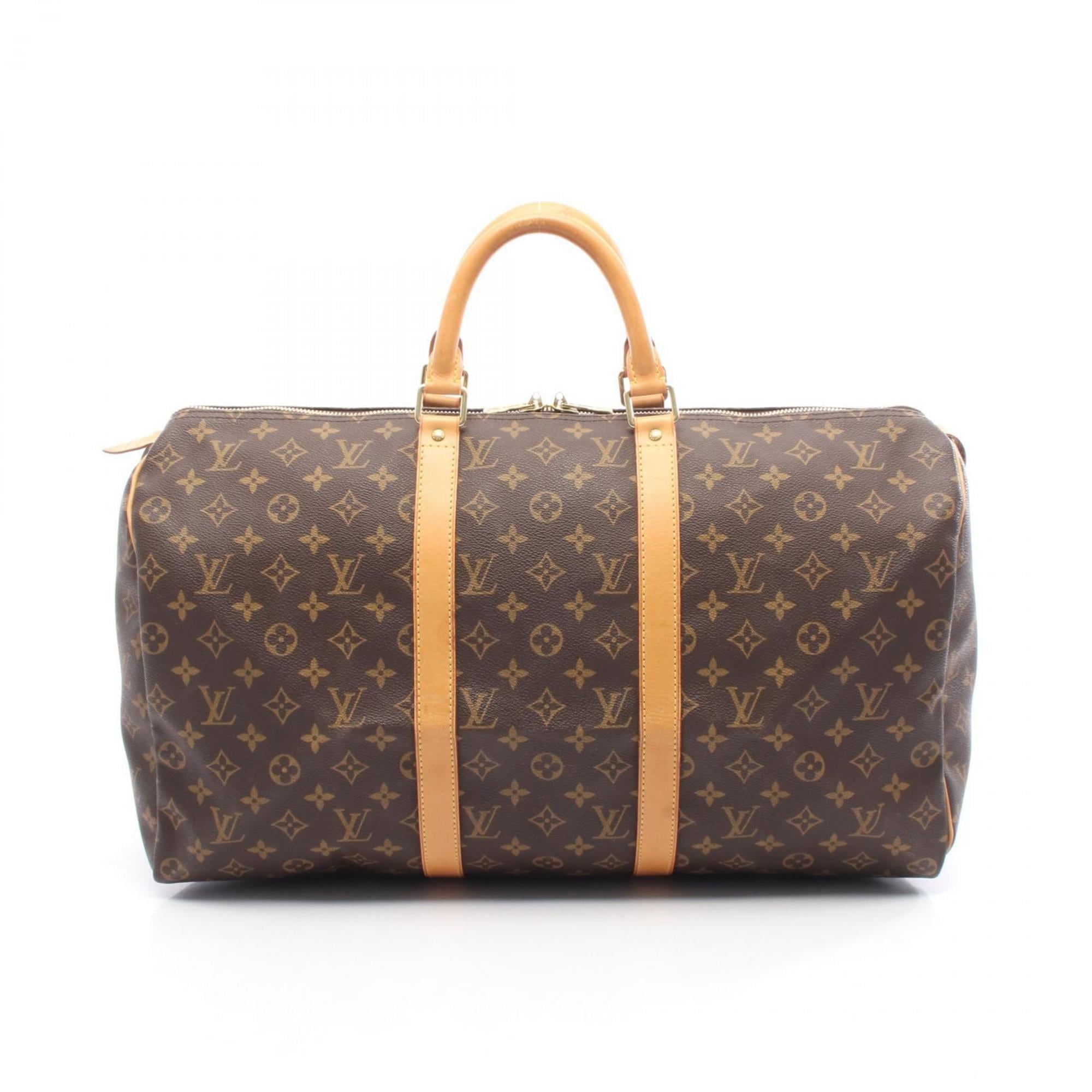 Louis Vuitton Brown Coated Canvas Leather Boston Bag (Pre-Owned)
